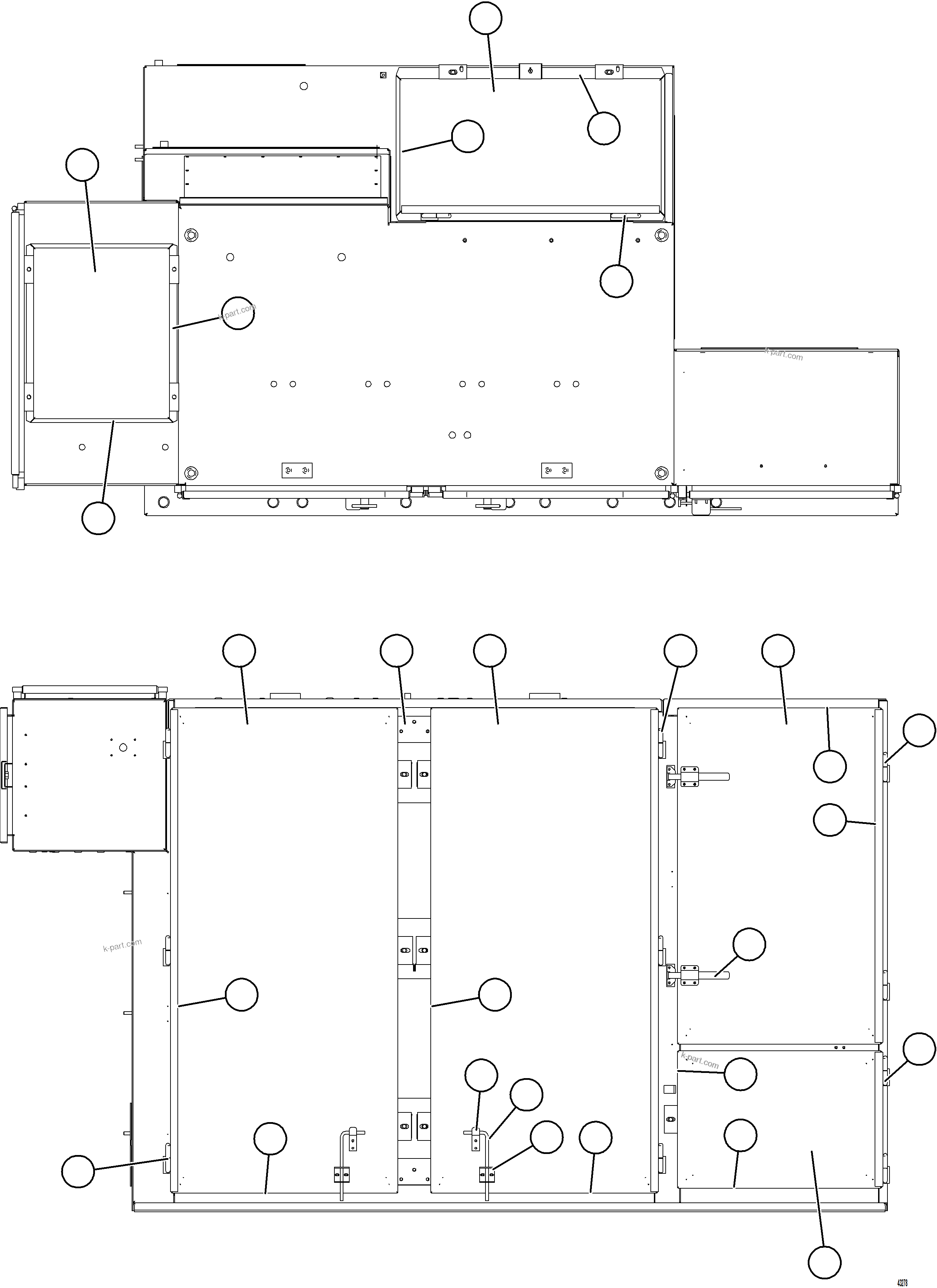 Komatsu parts book diagram for AFE57-KF 830E-1AC S/N A41142  MODERN MACHINERY: DOORS AND COVERS    1/2
