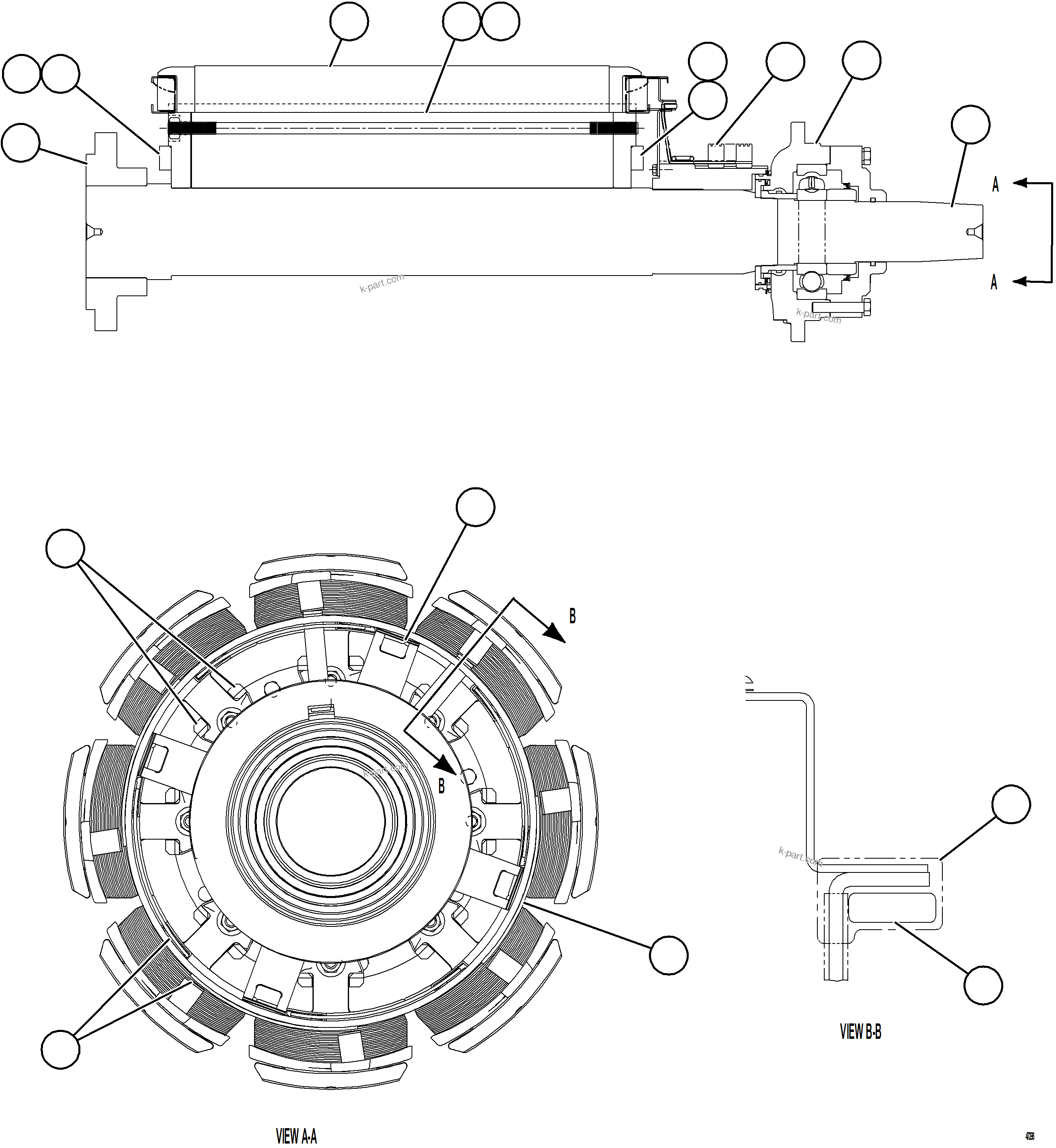 Komatsu parts book diagram for AFE57-KF 830E-1AC S/N A41142  MODERN MACHINERY: ALTERNATOR - ROTOR ASSEMBLY    58D-43-00790