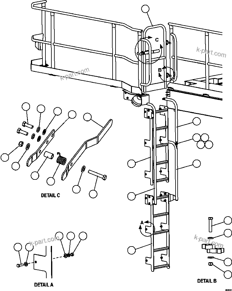 Komatsu parts book diagram for AFE59-FJ 930E-4 S/N A31661, A31664 - A31665, A31677 - A31679, A31698, A31700, A31704, A31718, A31720 & A31724  CASSERONES: LH GATE & LADDER