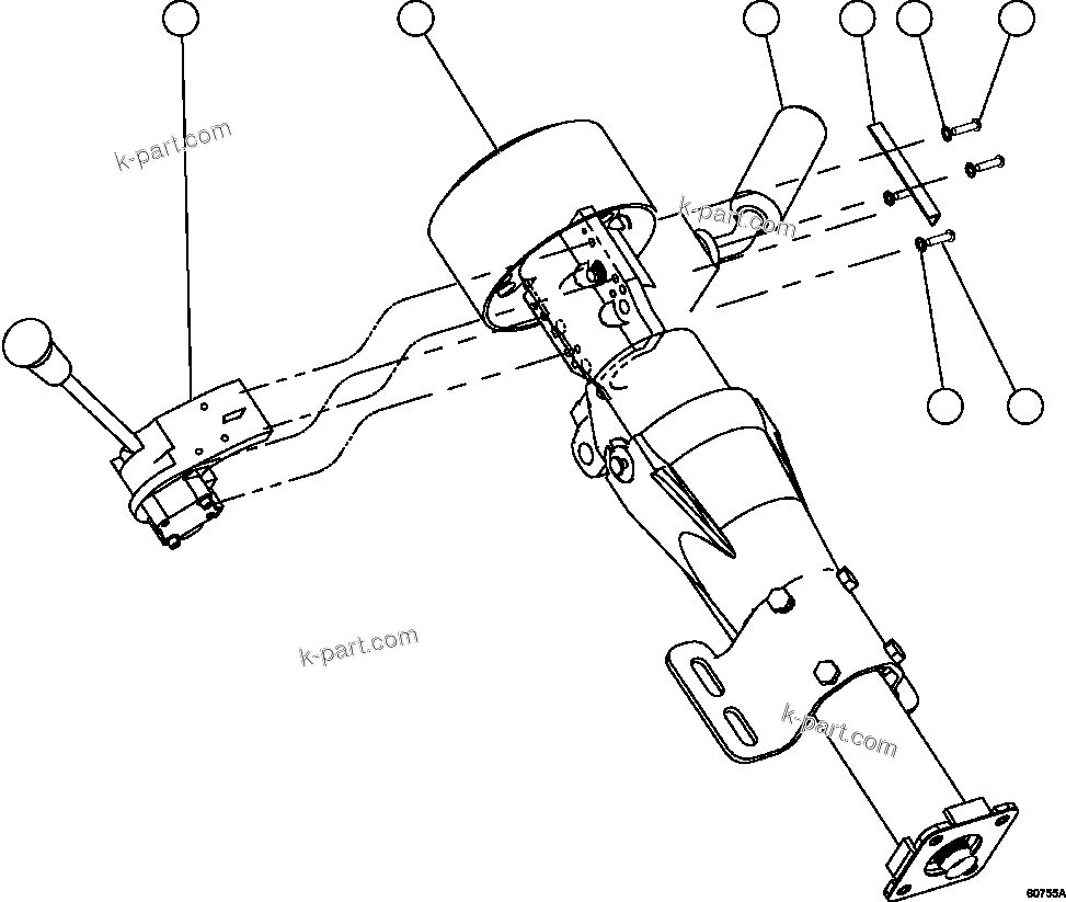Komatsu parts book diagram for AFE59-FJ 930E-4 S/N A31661, A31664 - A31665, A31677 - A31679, A31698, A31700, A31704, A31718, A31720 & A31724  CASSERONES: STEERING COLUMN & LEVER ASSEMBLY      58F-40-00200