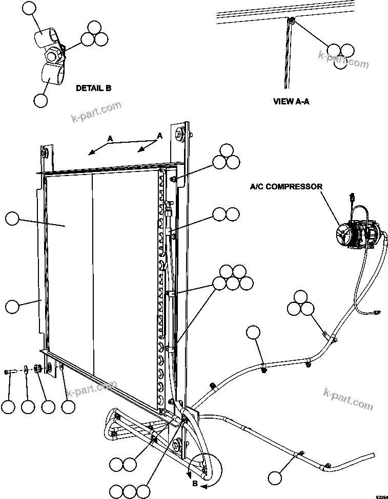 Komatsu parts book diagram for AFE59-FJ 930E-4 S/N A31661, A31664 - A31665, A31677 - A31679, A31698, A31700, A31704, A31718, A31720 & A31724  CASSERONES: AIR CONDITIONING - CONDENSER INSTALLATION