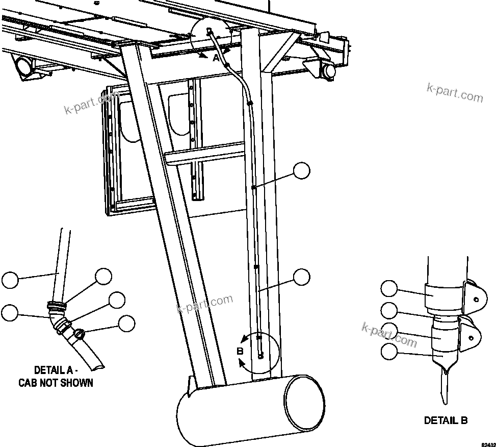 Komatsu parts book diagram for AFE59-FJ 930E-4 S/N A31661, A31664 - A31665, A31677 - A31679, A31698, A31700, A31704, A31718, A31720 & A31724  CASSERONES: HEATER/AC DRAIN HOSE INSTALLATION