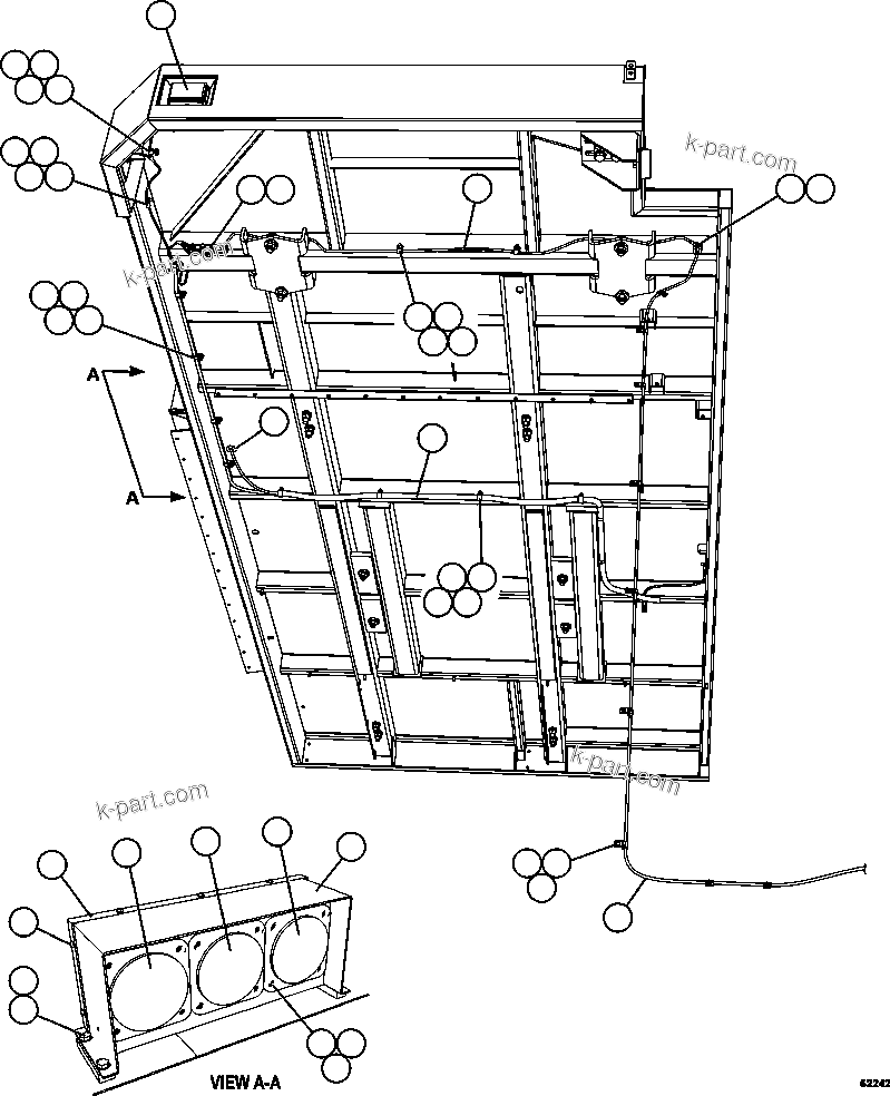 Komatsu parts book diagram for AFE59-FJ 930E-4 S/N A31661, A31664 - A31665, A31677 - A31679, A31698, A31700, A31704, A31718, A31720 & A31724  CASSERONES: R.H. DECK WIRING & LIGHTS