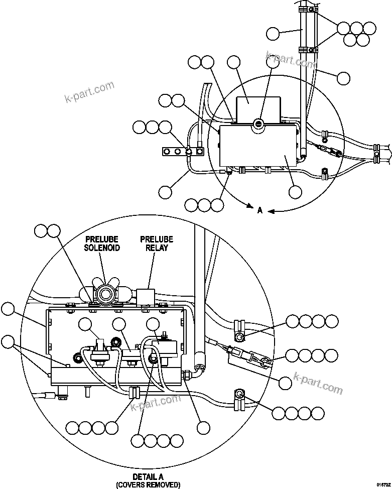Komatsu parts book diagram for AFE59-FJ 930E-4 S/N A31661, A31664 - A31665, A31677 - A31679, A31698, A31700, A31704, A31718, A31720 & A31724  CASSERONES: ENGINE WIRING - OIL PRESSURE MANIFOLD
