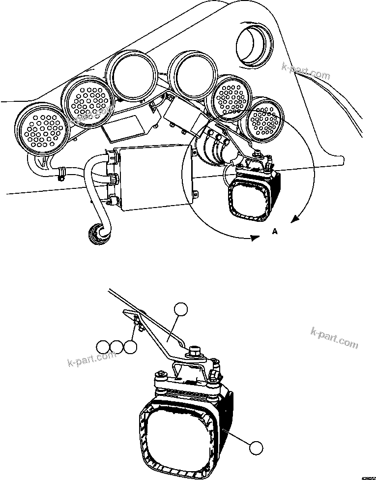 Komatsu parts book diagram for AFE59-FJ 930E-4 S/N A31661, A31664 - A31665, A31677 - A31679, A31698, A31700, A31704, A31718, A31720 & A31724  CASSERONES: AXLE MOUNTED BACKUP LIGHT