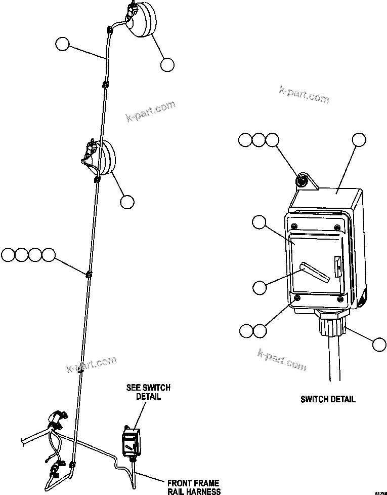 Komatsu parts book diagram for AFE59-FJ 930E-4 S/N A31661, A31664 - A31665, A31677 - A31679, A31698, A31700, A31704, A31718, A31720 & A31724  CASSERONES: ENGINE BAY LIGHTS