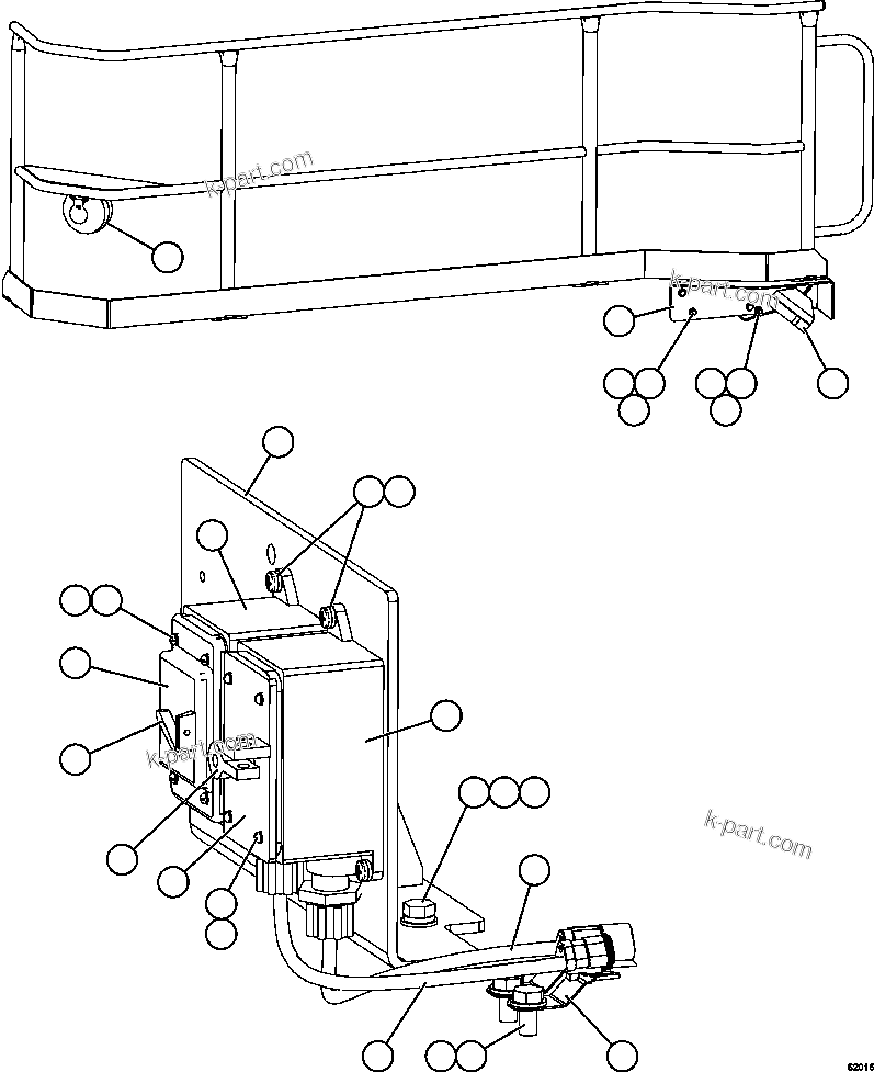 Komatsu parts book diagram for AFE59-FJ 930E-4 S/N A31661, A31664 - A31665, A31677 - A31679, A31698, A31700, A31704, A31718, A31720 & A31724  CASSERONES: LADDER LIGHT/ENGINE SHUTDOWN SWITCHES