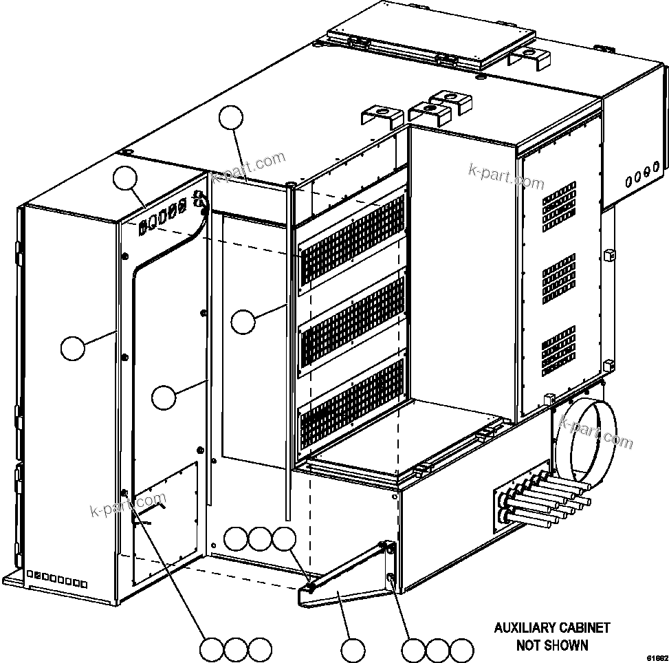 Komatsu parts book diagram for AFE59-FJ 930E-4 S/N A31661, A31664 - A31665, A31677 - A31679, A31698, A31700, A31704, A31718, A31720 & A31724  CASSERONES: AUXILIARY CONTROL CABINET INSTALLATION