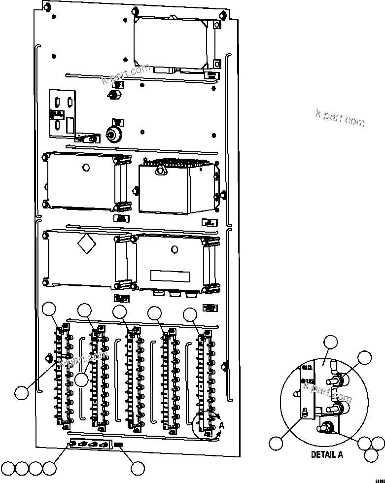 Komatsu parts book diagram for AFE59-FJ 930E-4 S/N A31661, A31664 - A31665, A31677 - A31679, A31698, A31700, A31704, A31718, A31720 & A31724  CASSERONES: AUXILIARY CONTROL CABINET - RIGHT SIDE WALL  2/2