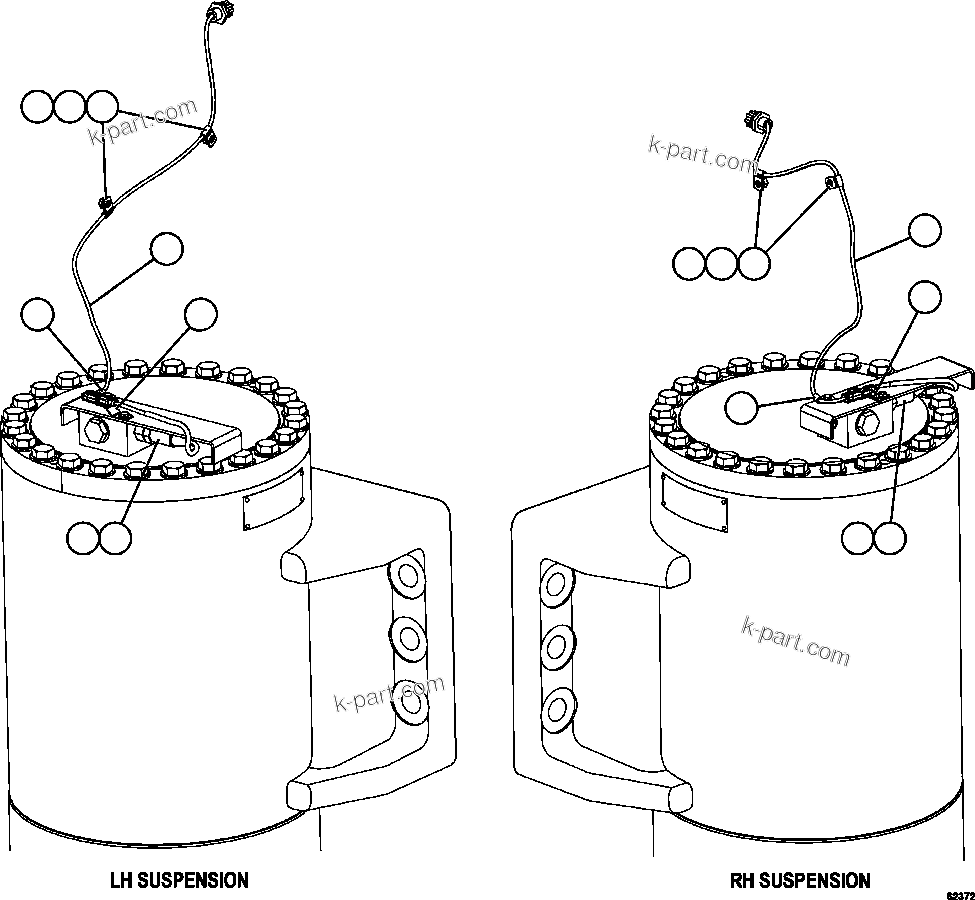 Komatsu parts book diagram for AFE59-FJ 930E-4 S/N A31661, A31664 - A31665, A31677 - A31679, A31698, A31700, A31704, A31718, A31720 & A31724  CASSERONES: PLM SENSOR - FRONT SUSPENSIONS