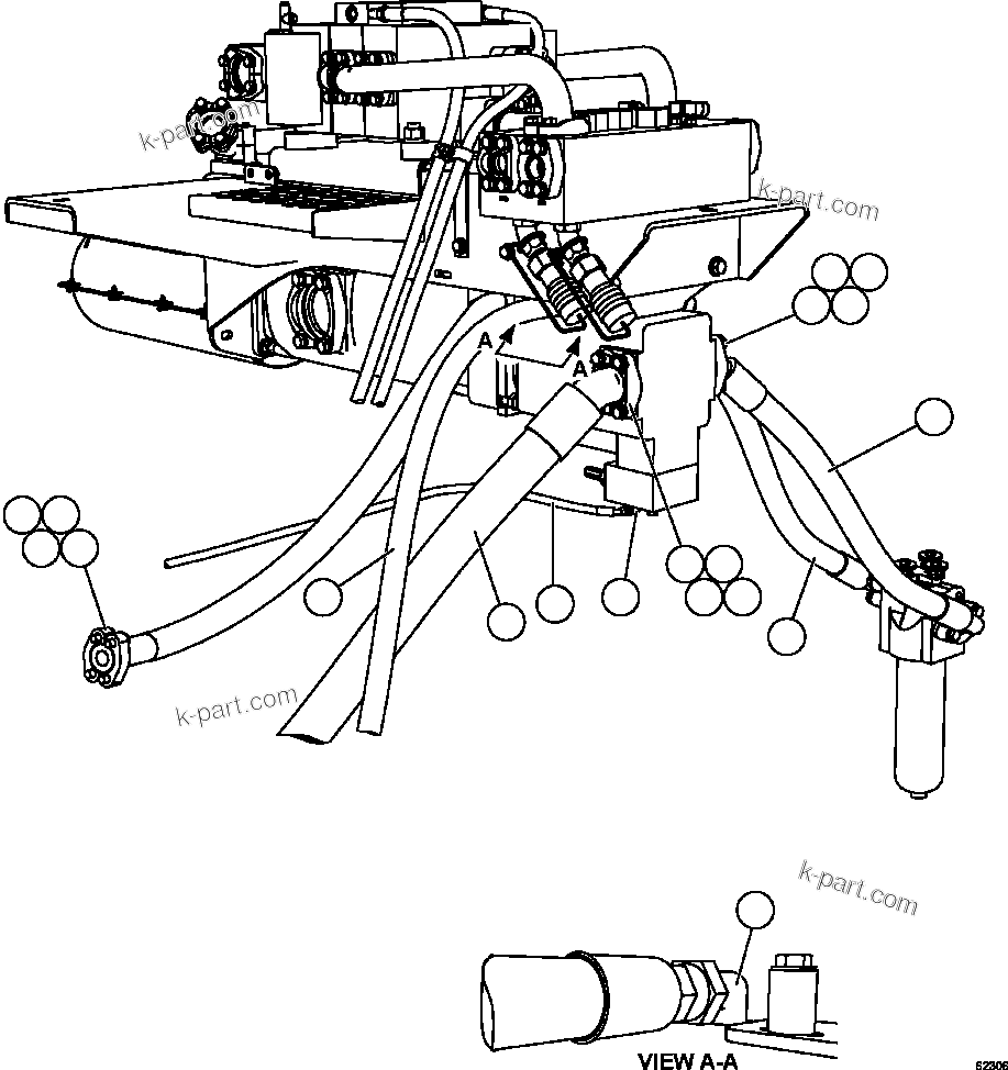 Komatsu parts book diagram for AFE59-FJ 930E-4 S/N A31661, A31664 - A31665, A31677 - A31679, A31698, A31700, A31704, A31718, A31720 & A31724  CASSERONES: PUMP MODULE - STEERING PUMP PIPING