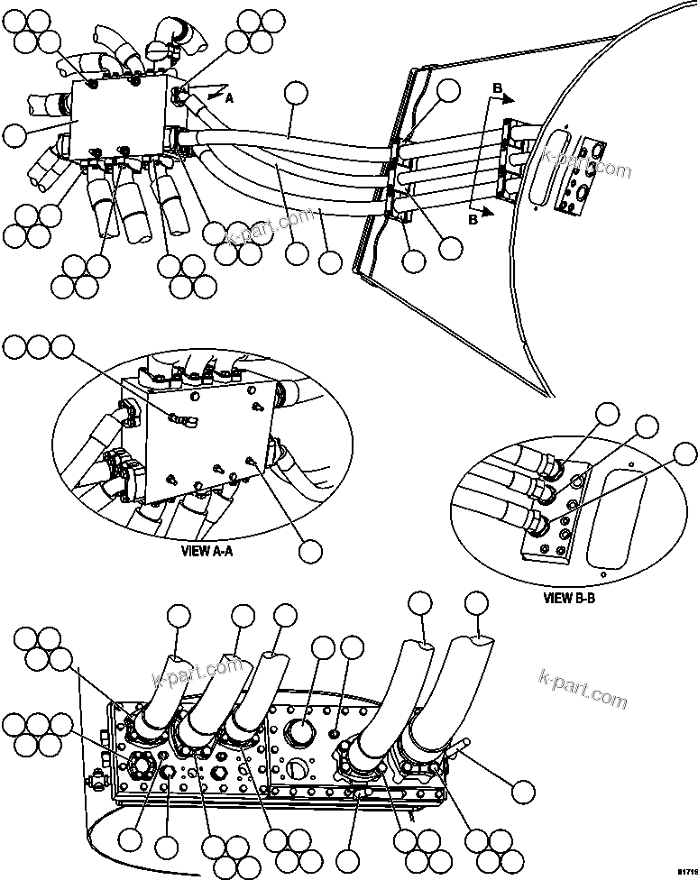Komatsu parts book diagram for AFE59-FJ 930E-4 S/N A31661, A31664 - A31665, A31677 - A31679, A31698, A31700, A31704, A31718, A31720 & A31724  CASSERONES: BRAKE COOLING PIPING  1/3