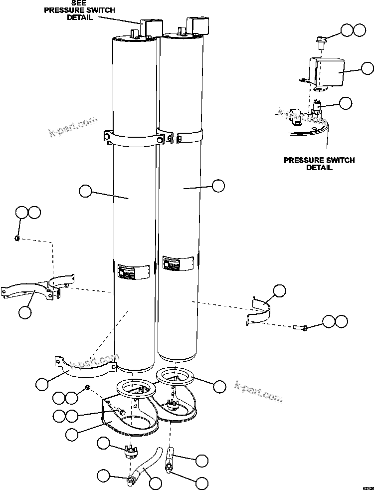 Komatsu parts book diagram for AFE59-FJ 930E-4 S/N A31661, A31664 - A31665, A31677 - A31679, A31698, A31700, A31704, A31718, A31720 & A31724  CASSERONES: STEERING ACCUMULATOR INSTALLATION