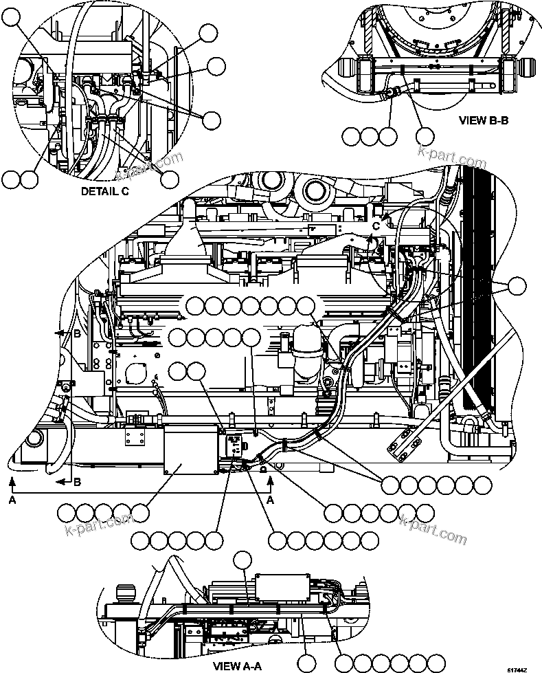 Komatsu parts book diagram for AFE59-FJ 930E-4 S/N A31661, A31664 - A31665, A31677 - A31679, A31698, A31700, A31704, A31718, A31720 & A31724  CASSERONES: COOLANT HEATER INSTALLATION    1/2