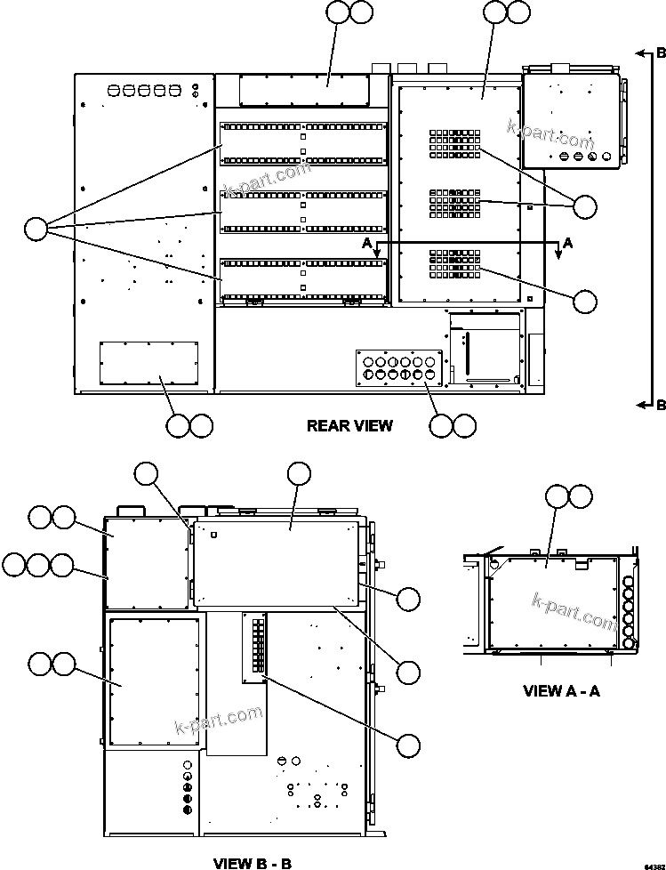 Komatsu parts book diagram for AFE59-FJ 930E-4 S/N A31661, A31664 - A31665, A31677 - A31679, A31698, A31700, A31704, A31718, A31720 & A31724  CASSERONES: CONTROL CABINET - DOORS & COVERS 2/2  58B-43-00191