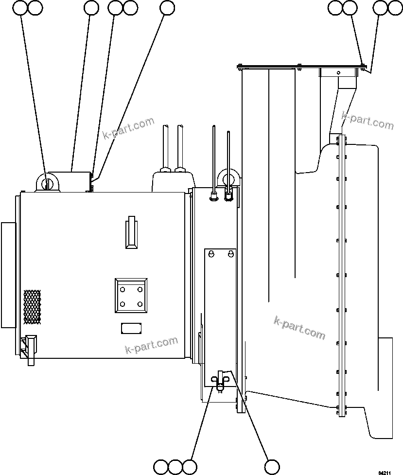 Komatsu parts book diagram for AFE59-FJ 930E-4 S/N A31661, A31664 - A31665, A31677 - A31679, A31698, A31700, A31704, A31718, A31720 & A31724  CASSERONES: ALTERNATOR/BLOWER ASSEMBLY        58F-06-00950