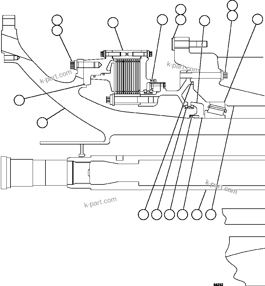 Komatsu parts book diagram for AFE59-FJ 930E-4 S/N A31661, A31664 - A31665, A31677 - A31679, A31698, A31700, A31704, A31718, A31720 & A31724  CASSERONES: TRANSMISSION, MOTORIZED WHEEL 1/2   58F-30-00011
