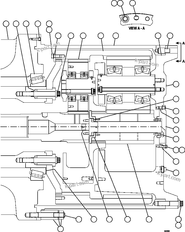 Komatsu parts book diagram for AFE59-FJ 930E-4 S/N A31661, A31664 - A31665, A31677 - A31679, A31698, A31700, A31704, A31718, A31720 & A31724  CASSERONES: TRANSMISSION, MOTORIZED WHEEL 2/2   58F-30-00011