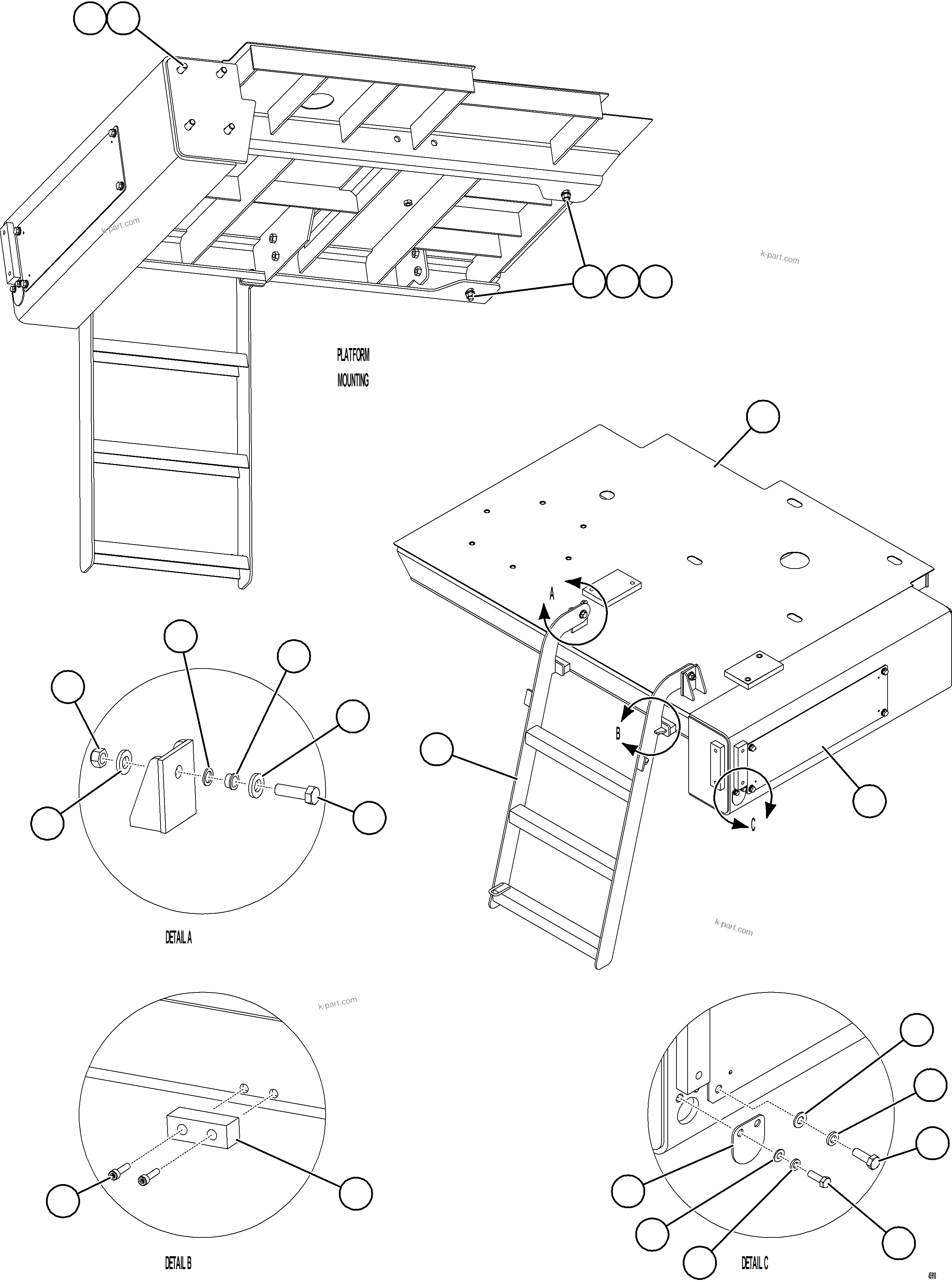 Komatsu parts book diagram for AFE69-P 730E-8 S/N A40063  BUENAVISTA: RH PLATFORM & LADDER INSTALLATION