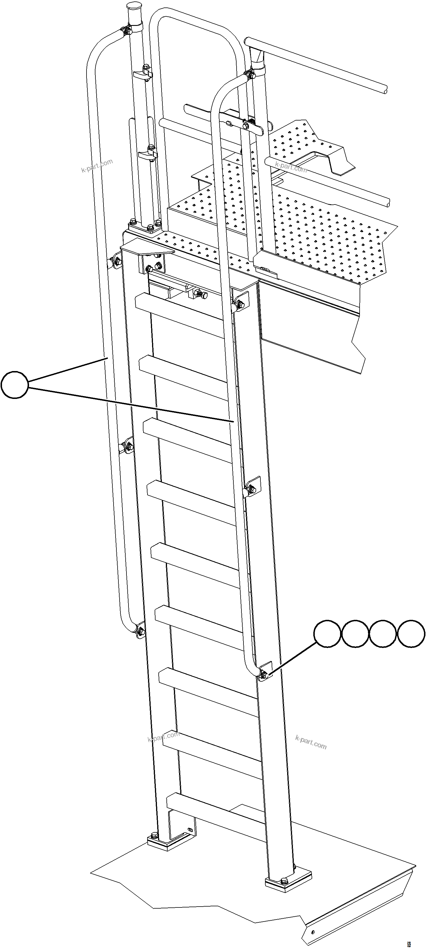 Komatsu parts book diagram for AFE69-P 730E-8 S/N A40063  BUENAVISTA: LH LADDER HANDRAILS