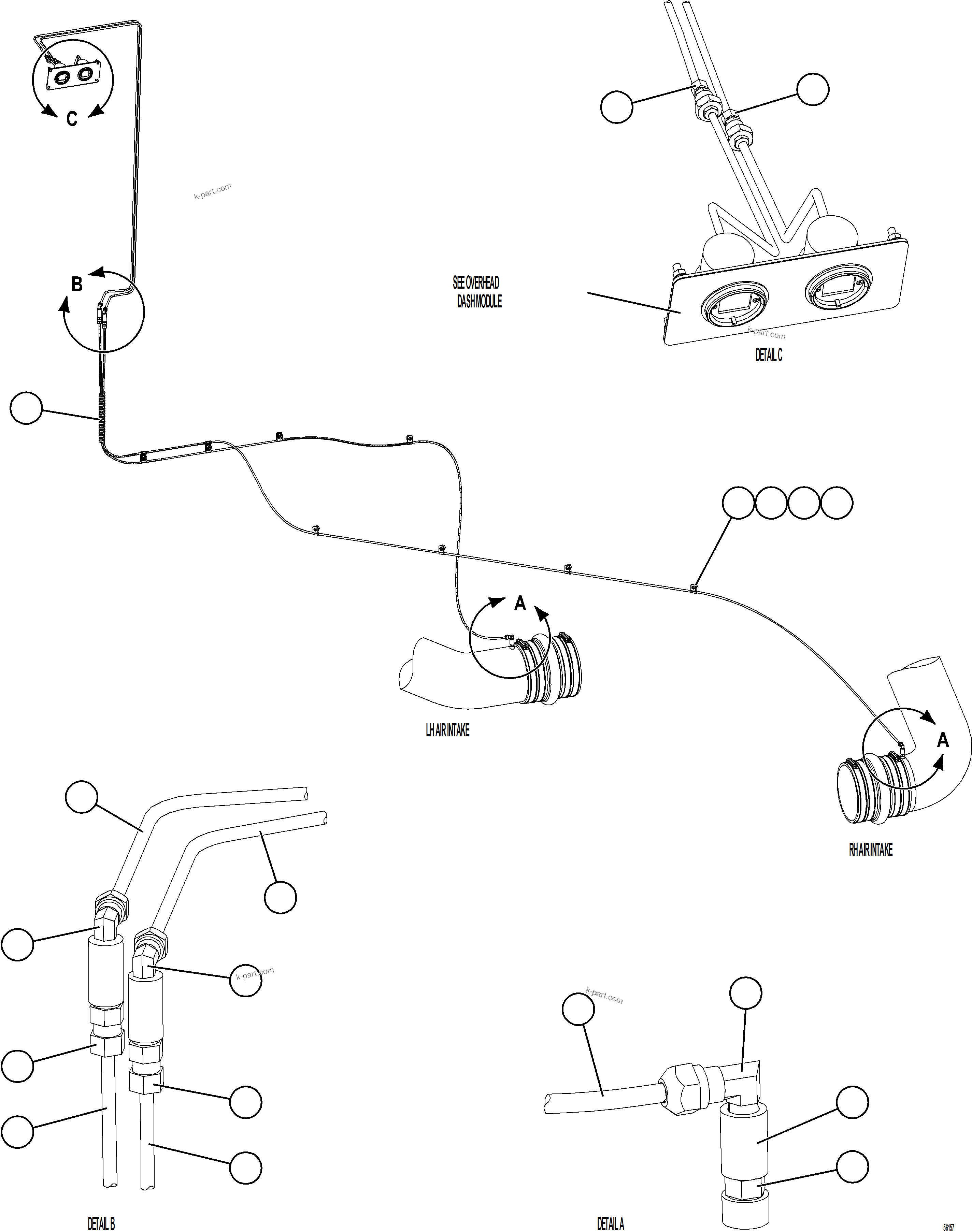 Komatsu parts book diagram for AFE69-P 730E-8 S/N A40063  BUENAVISTA: AIR CLEANER RESTRICTION GAUGE PIPING