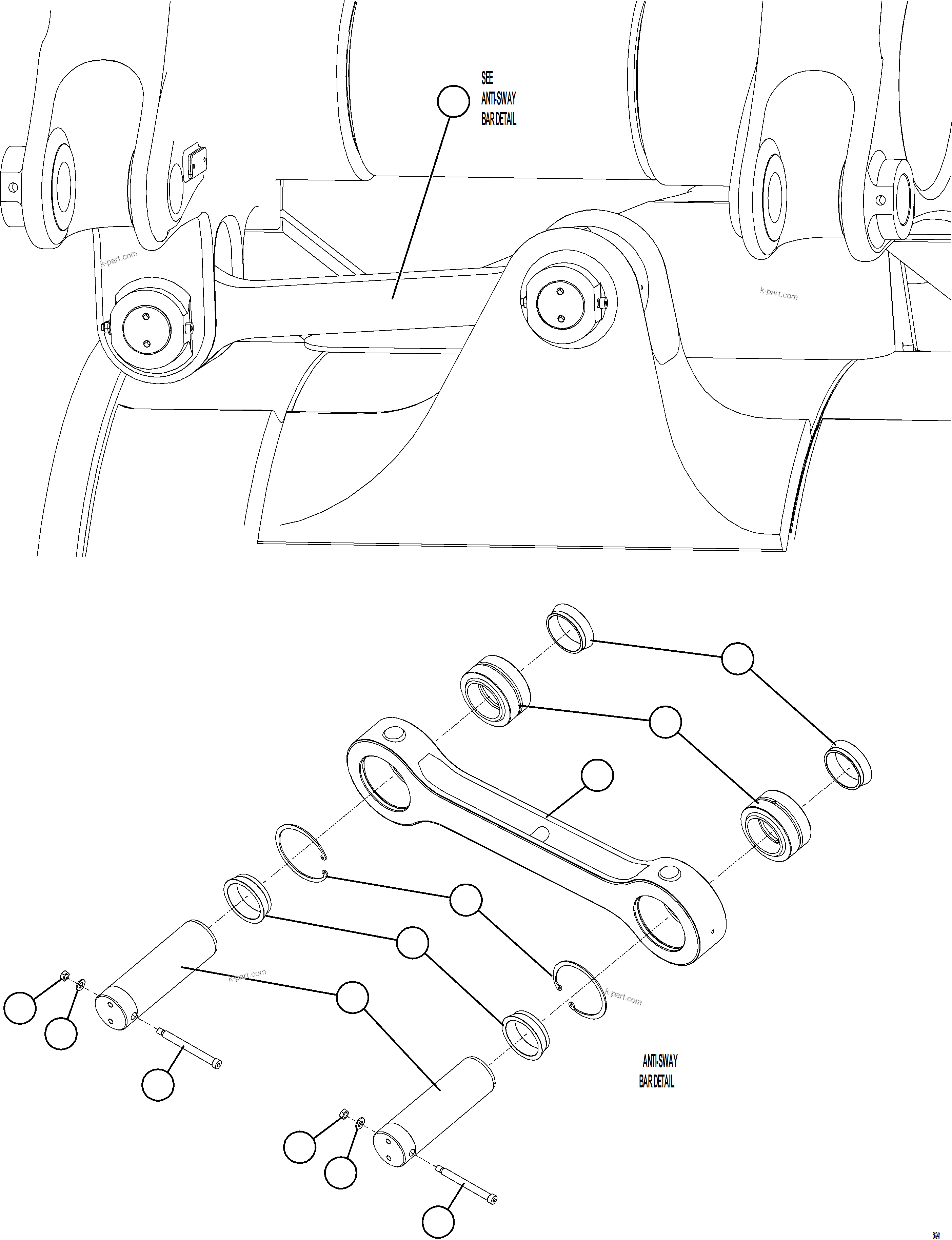 Komatsu parts book diagram for AFE69-P 730E-8 S/N A40063  BUENAVISTA: ANTI-SWAY BAR INSTALLATION