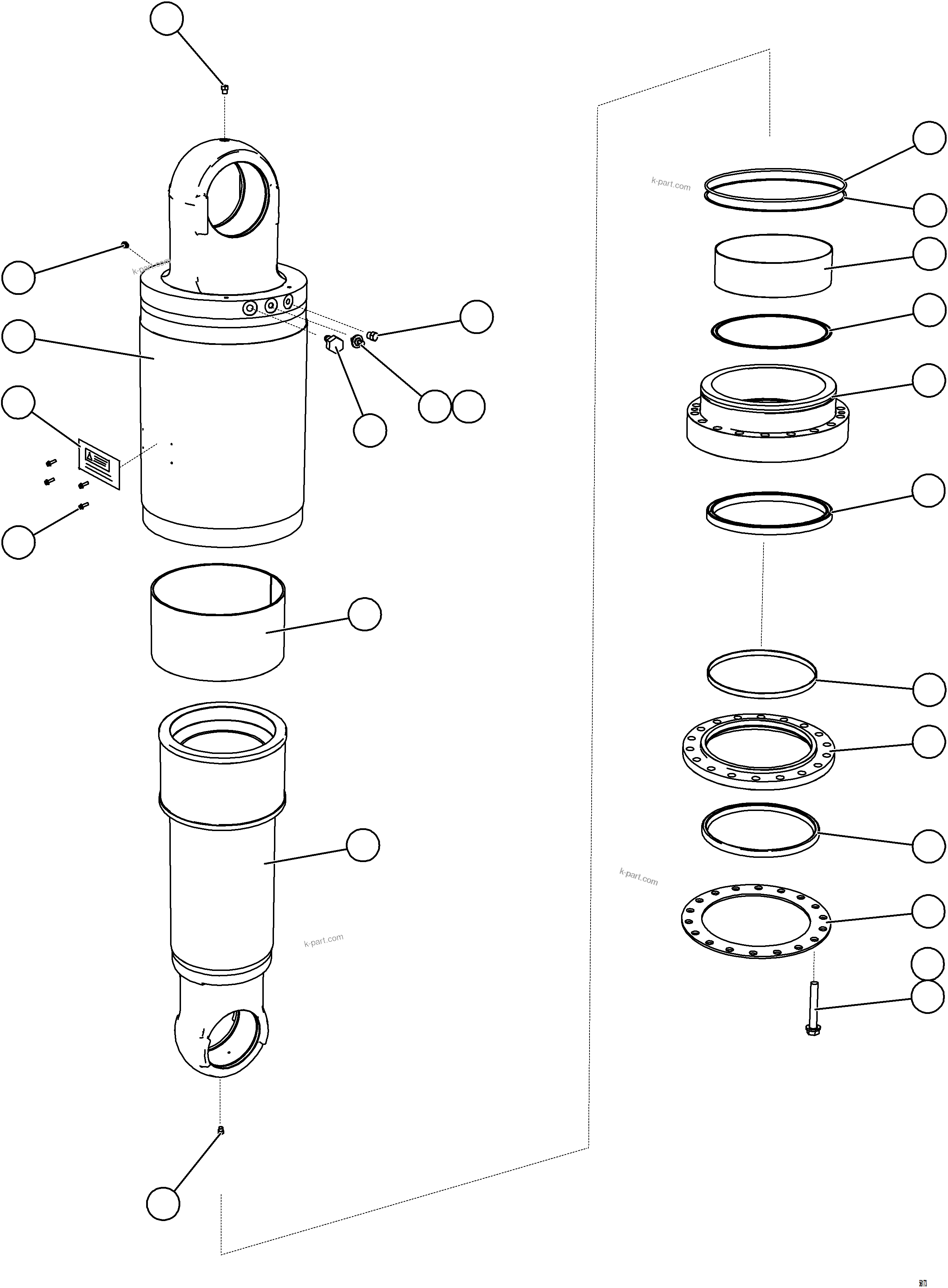 Komatsu parts book diagram for AFE69-P 730E-8 S/N A40063  BUENAVISTA: REAR SUSPENSION ASSEMBLY    58D-50-00060