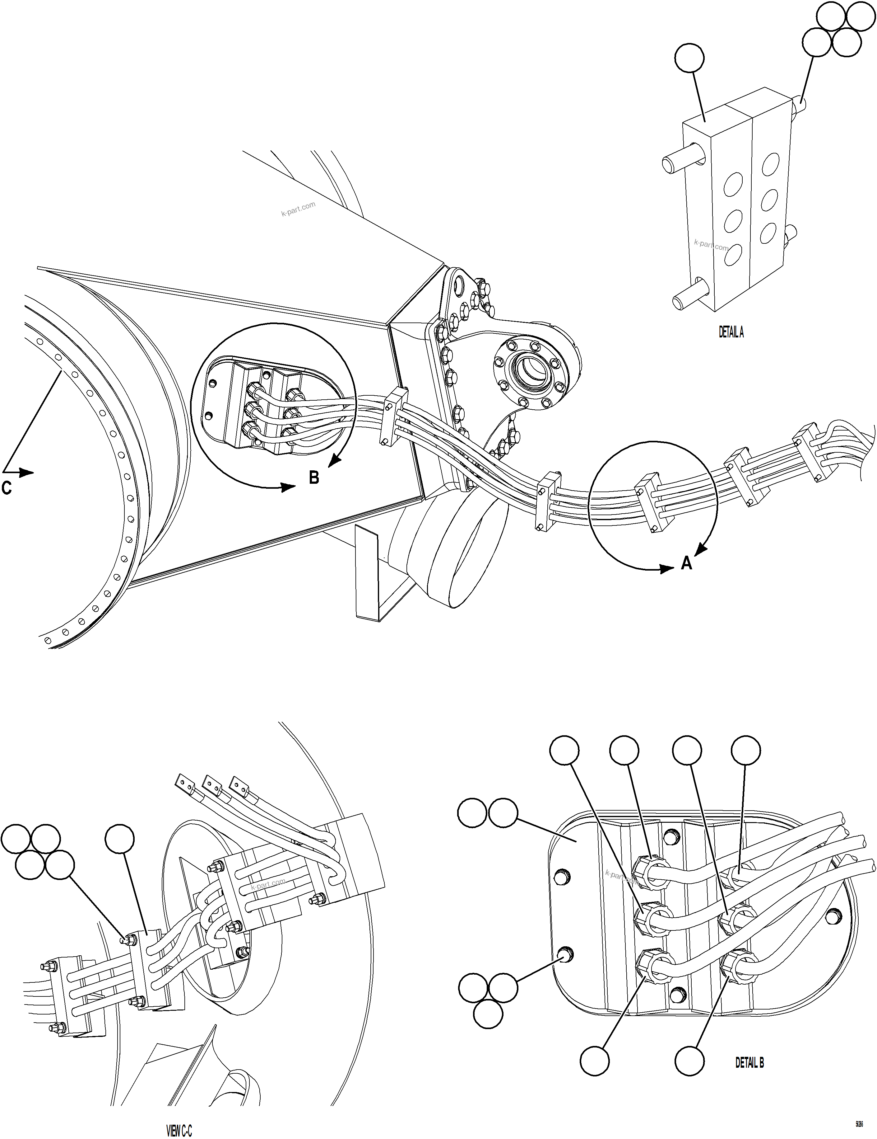 Komatsu parts book diagram for AFE69-P 730E-8 S/N A40063  BUENAVISTA: WHEEL MOTOR WIRING    2/3