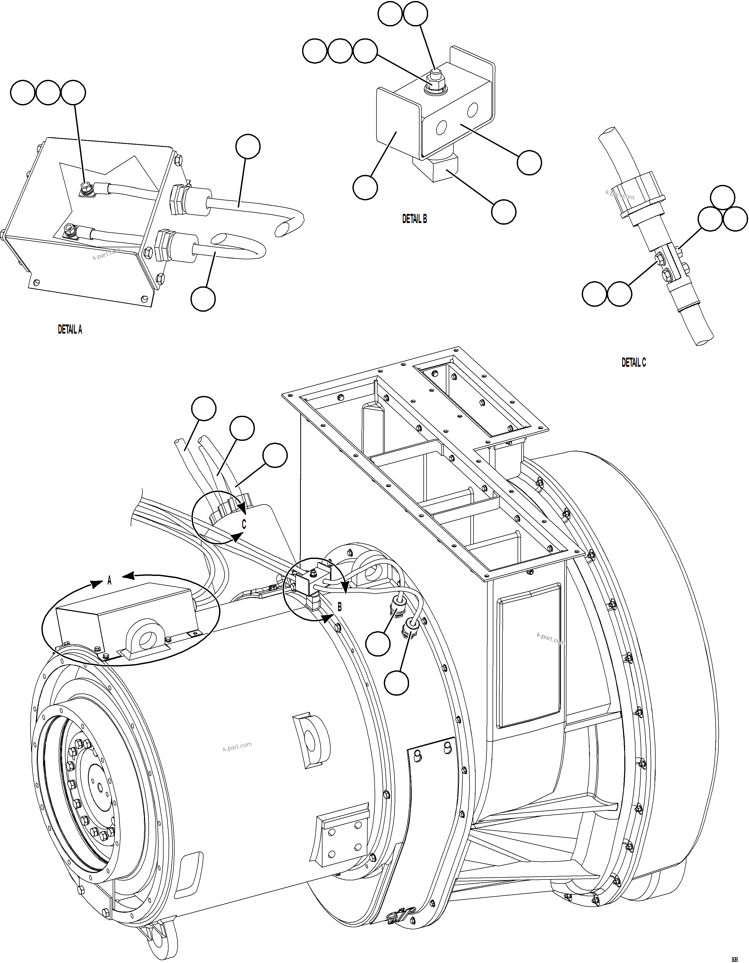 Komatsu parts book diagram for AFE69-P 730E-8 S/N A40063  BUENAVISTA: ALTERNATOR WIRING    2/2