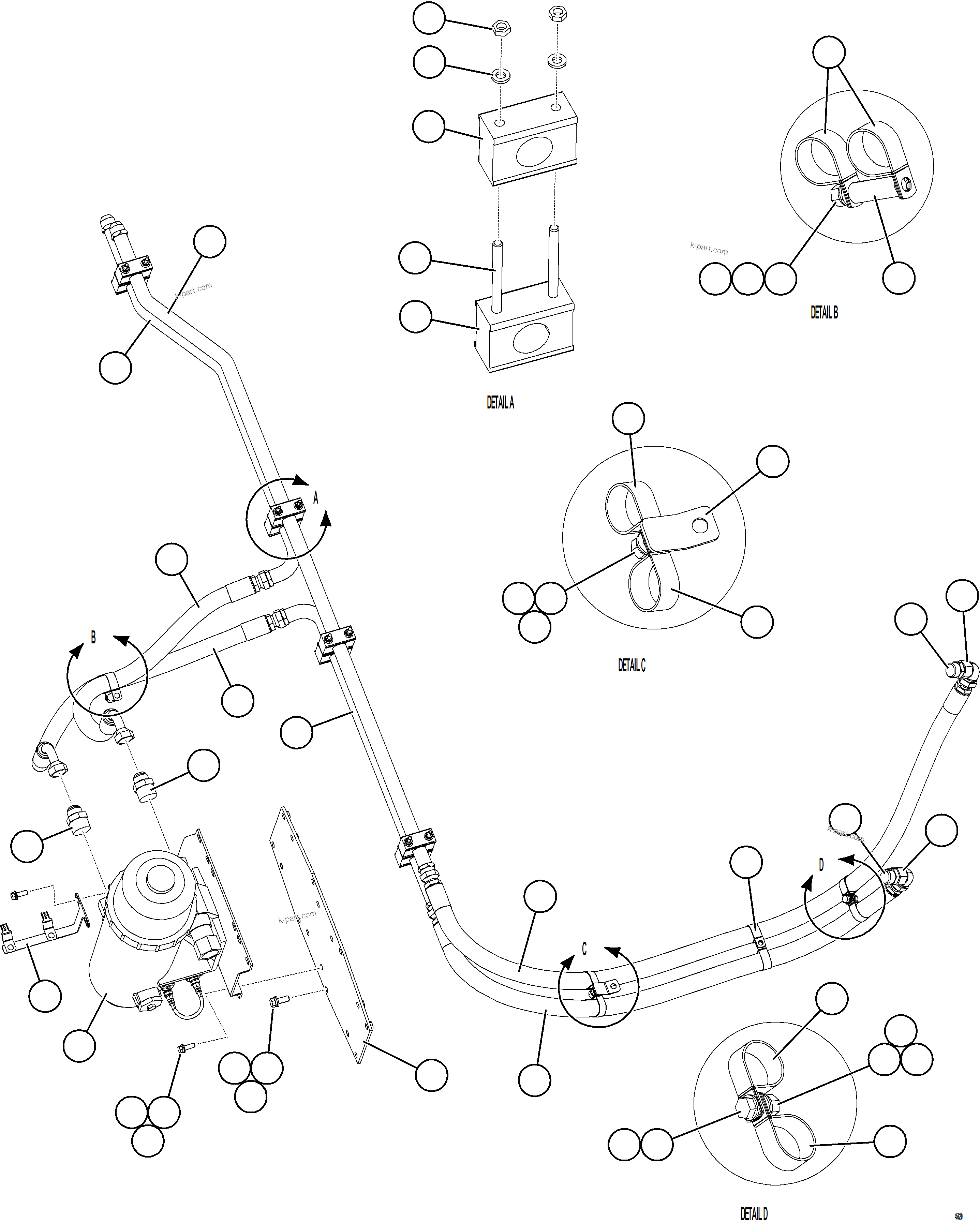 Komatsu parts book diagram for AFE69-P 730E-8 S/N A40063  BUENAVISTA: FUEL SYSTEM PIPING    2/2