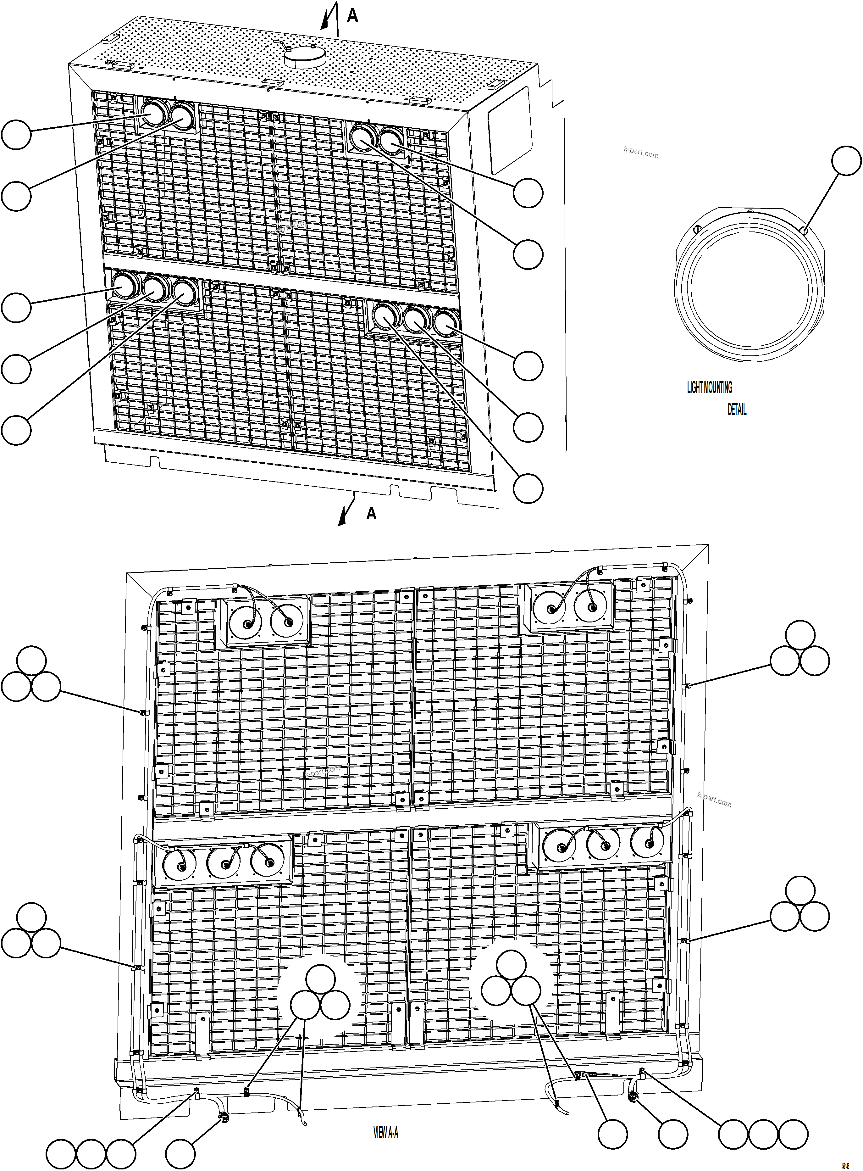Komatsu parts book diagram for AFE69-P 730E-8 S/N A40063  BUENAVISTA: HEADLIGHTS / FOG LIGHTS