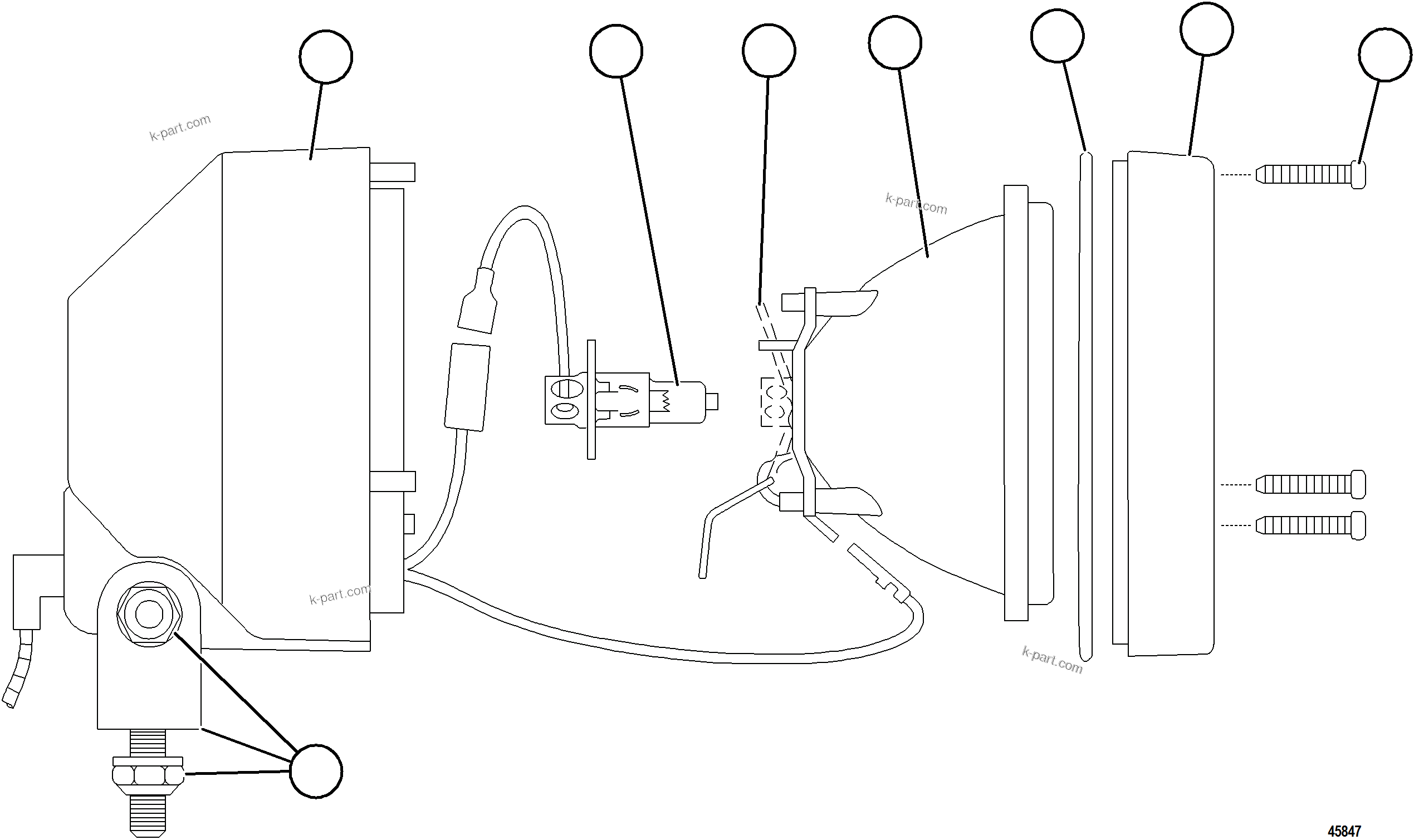 Komatsu parts book diagram for AFE69-P 730E-8 S/N A40063  BUENAVISTA: FLOOD LIGHT ASSEMBLY