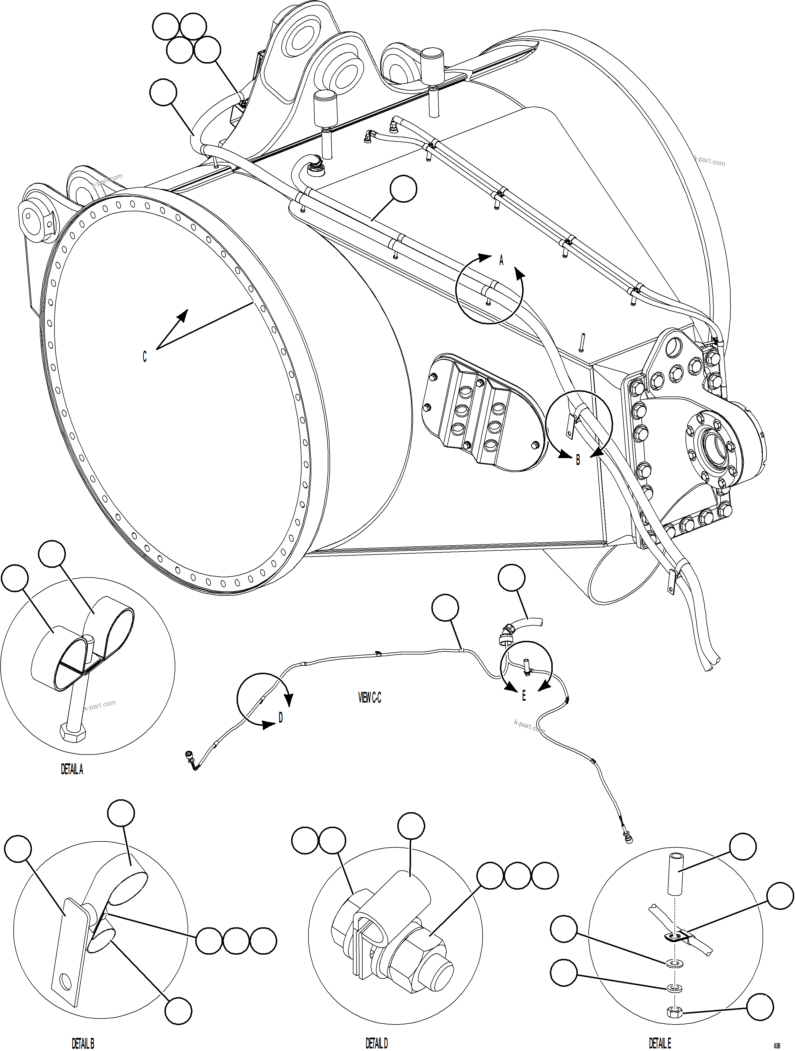 Komatsu parts book diagram for AFE69-P 730E-8 S/N A40063  BUENAVISTA: REAR AXLE WIRING