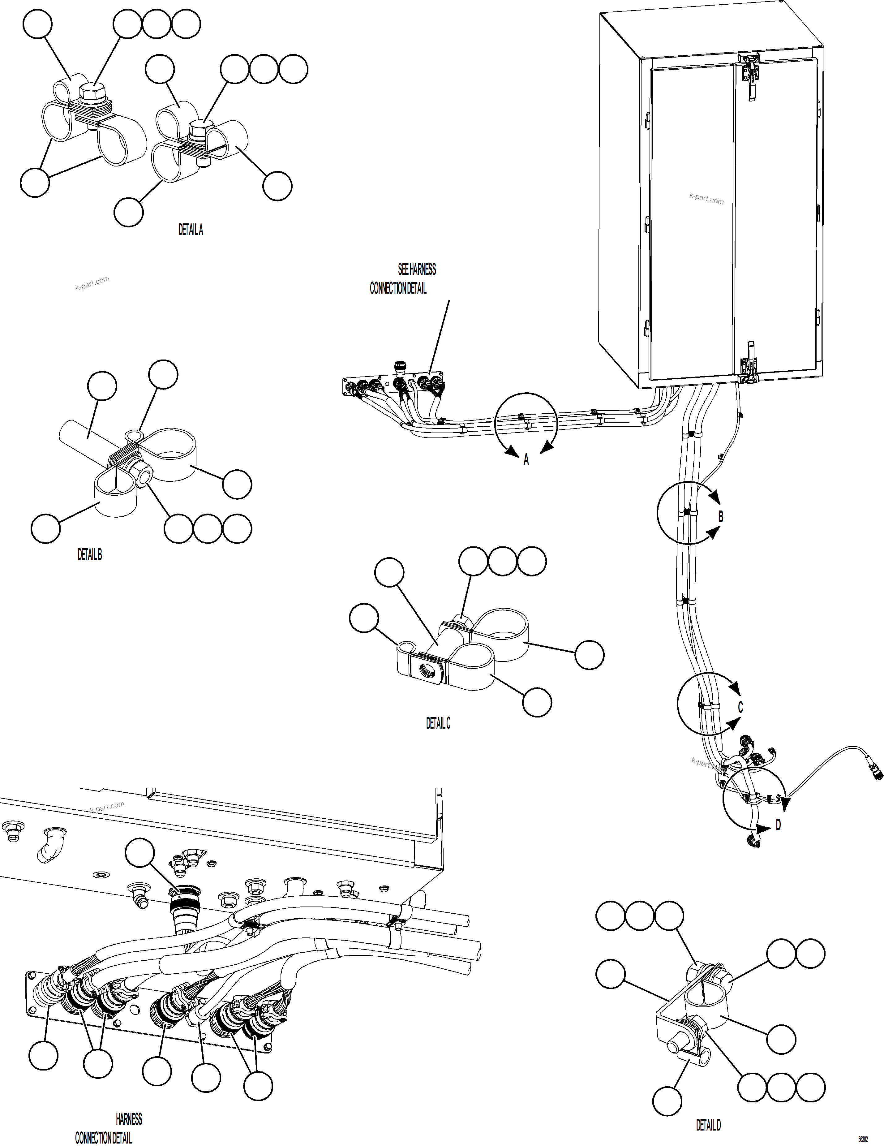 Komatsu parts book diagram for AFE69-P 730E-8 S/N A40063  BUENAVISTA: AUXILIARY CONTROL CABINET EXTERNAL WIRING    2/4