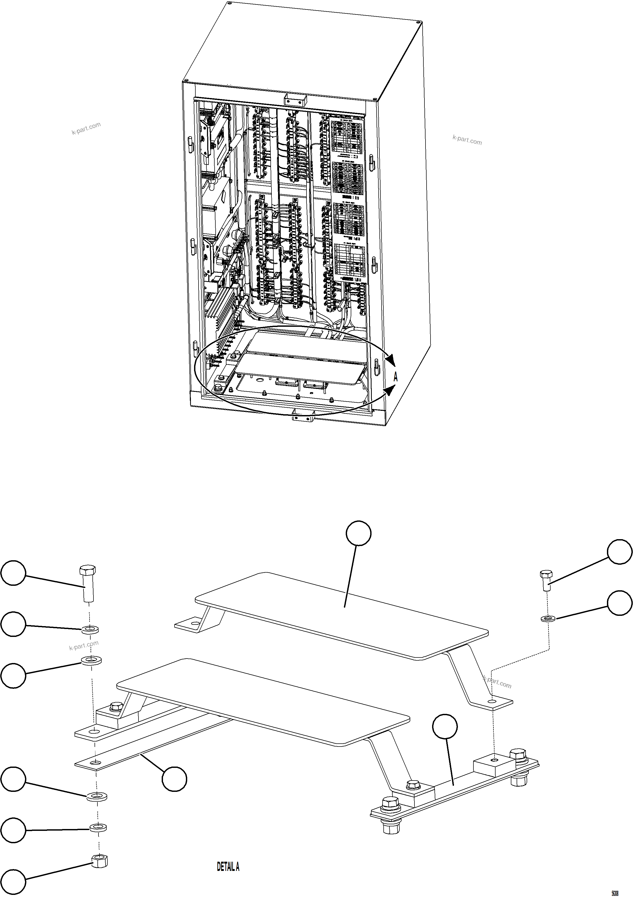 Komatsu parts book diagram for AFE69-P 730E-8 S/N A40063  BUENAVISTA: AUXILIARY CONTROL CABINET STRUCTURE    1/2