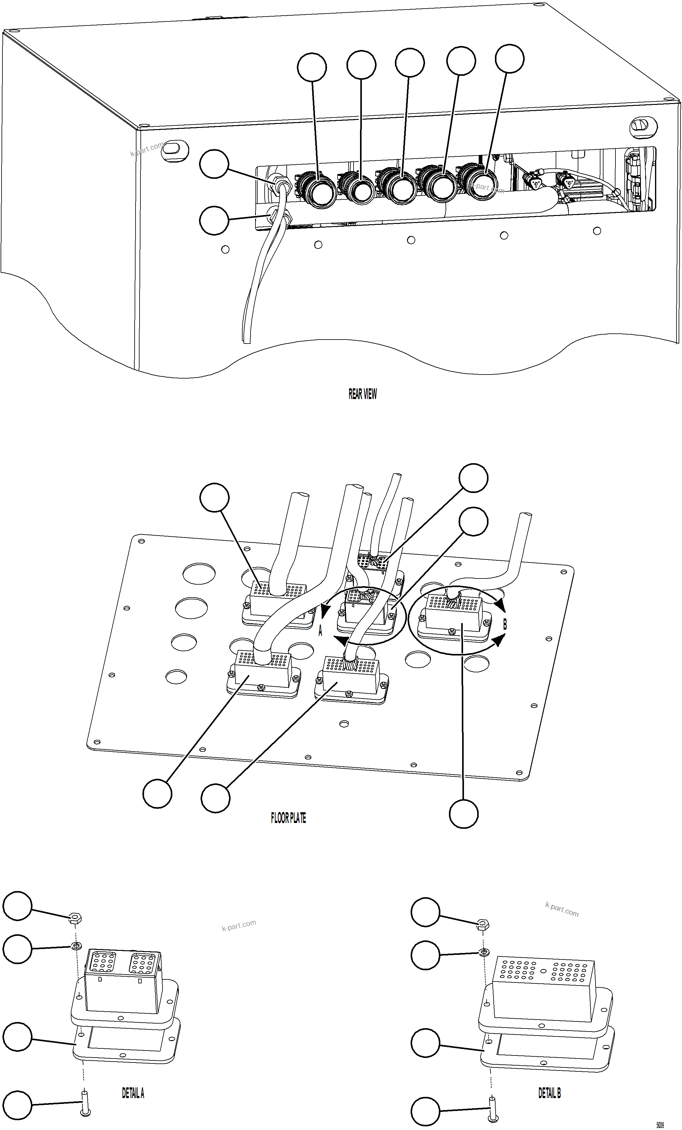Komatsu parts book diagram for AFE69-P 730E-8 S/N A40063  BUENAVISTA: AUXILIARY CONTROL CABINET INTERNAL WIRING    1/2