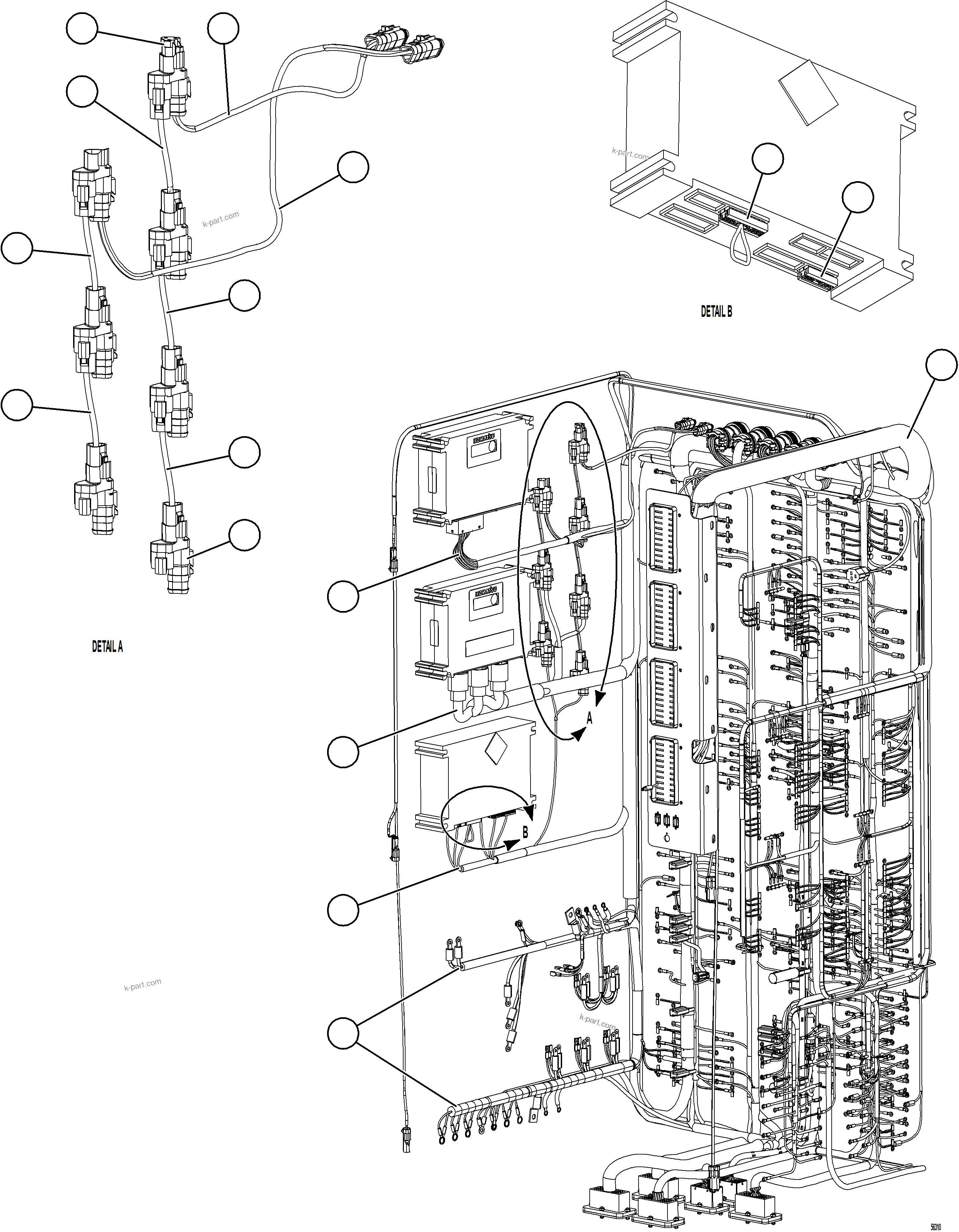 Komatsu parts book diagram for AFE69-P 730E-8 S/N A40063  BUENAVISTA: AUXILIARY CONTROL CABINET INTERNAL WIRING    2/2