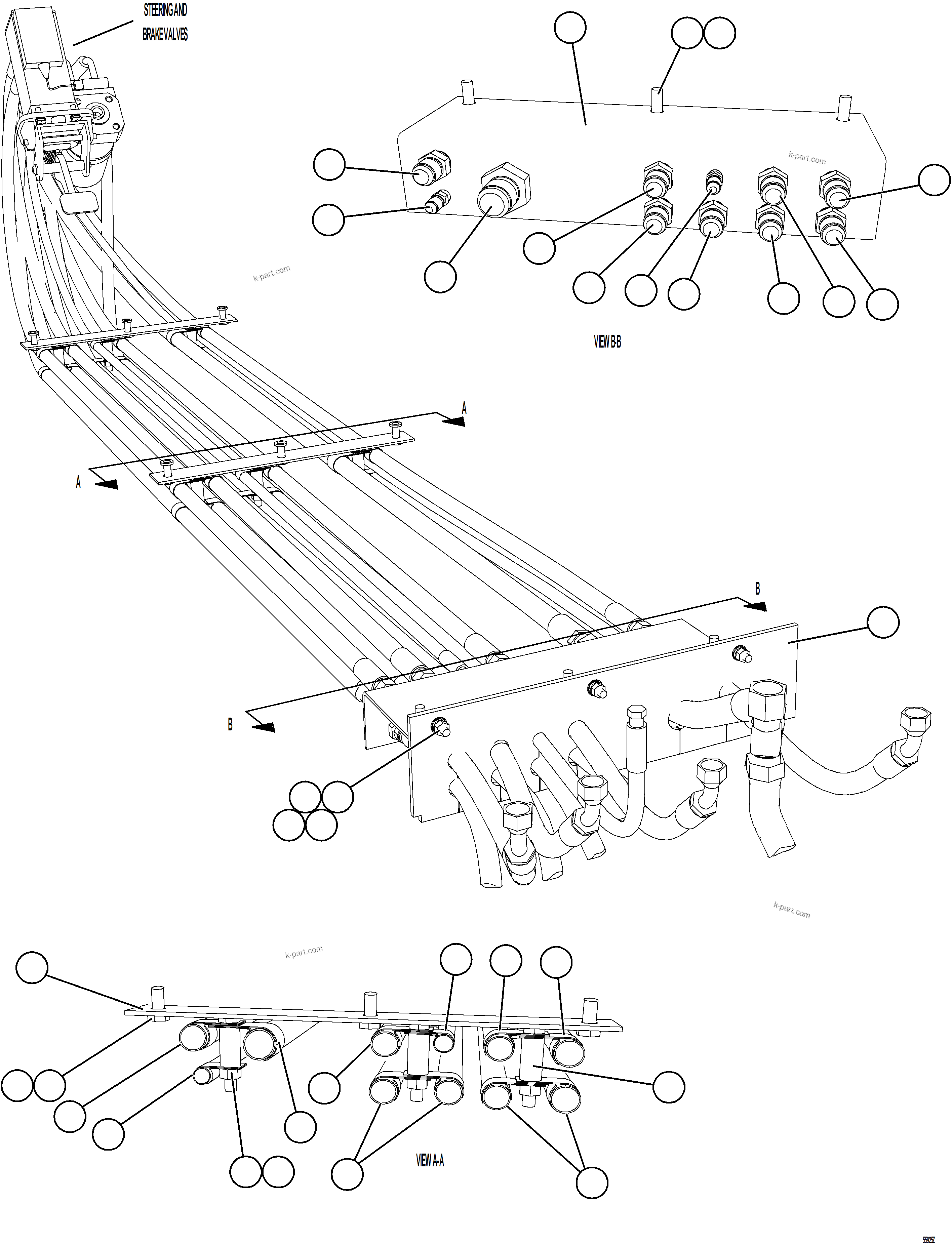 Komatsu parts book diagram for AFE69-P 730E-8 S/N A40063  BUENAVISTA: CAB PIPING    1/2