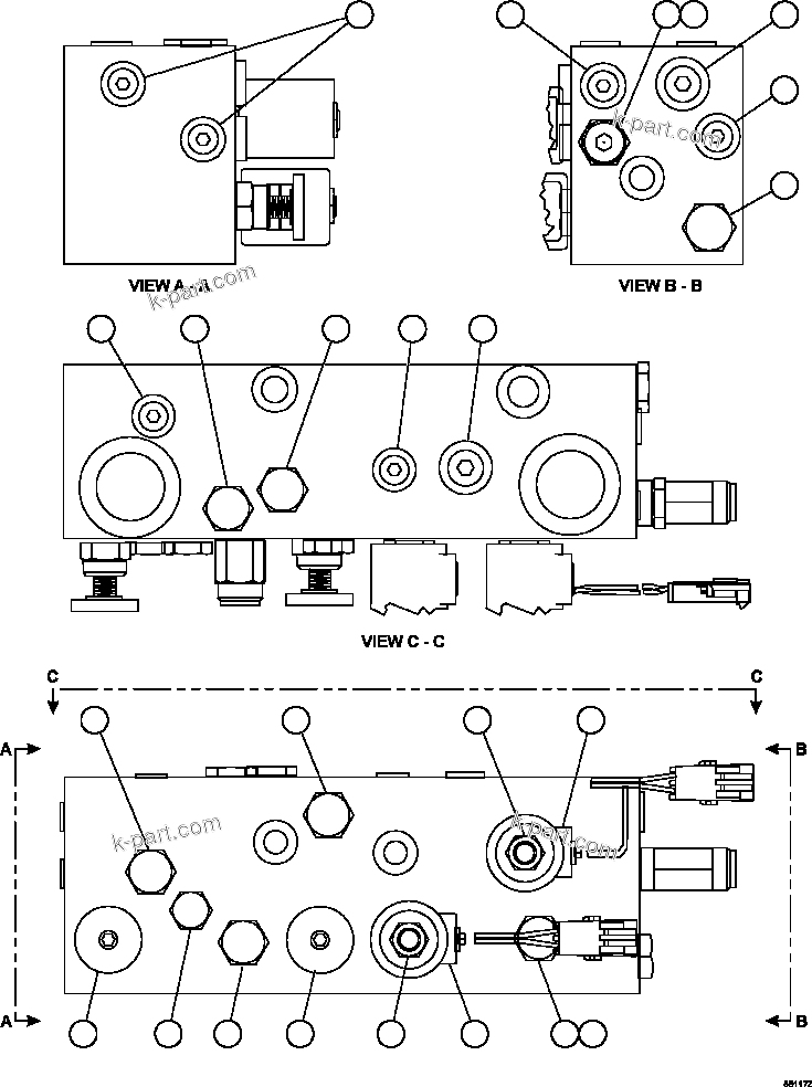 Komatsu parts book diagram for AFE69-P 730E-8 S/N A40063  BUENAVISTA: BRAKE MANIFOLD    PC2915