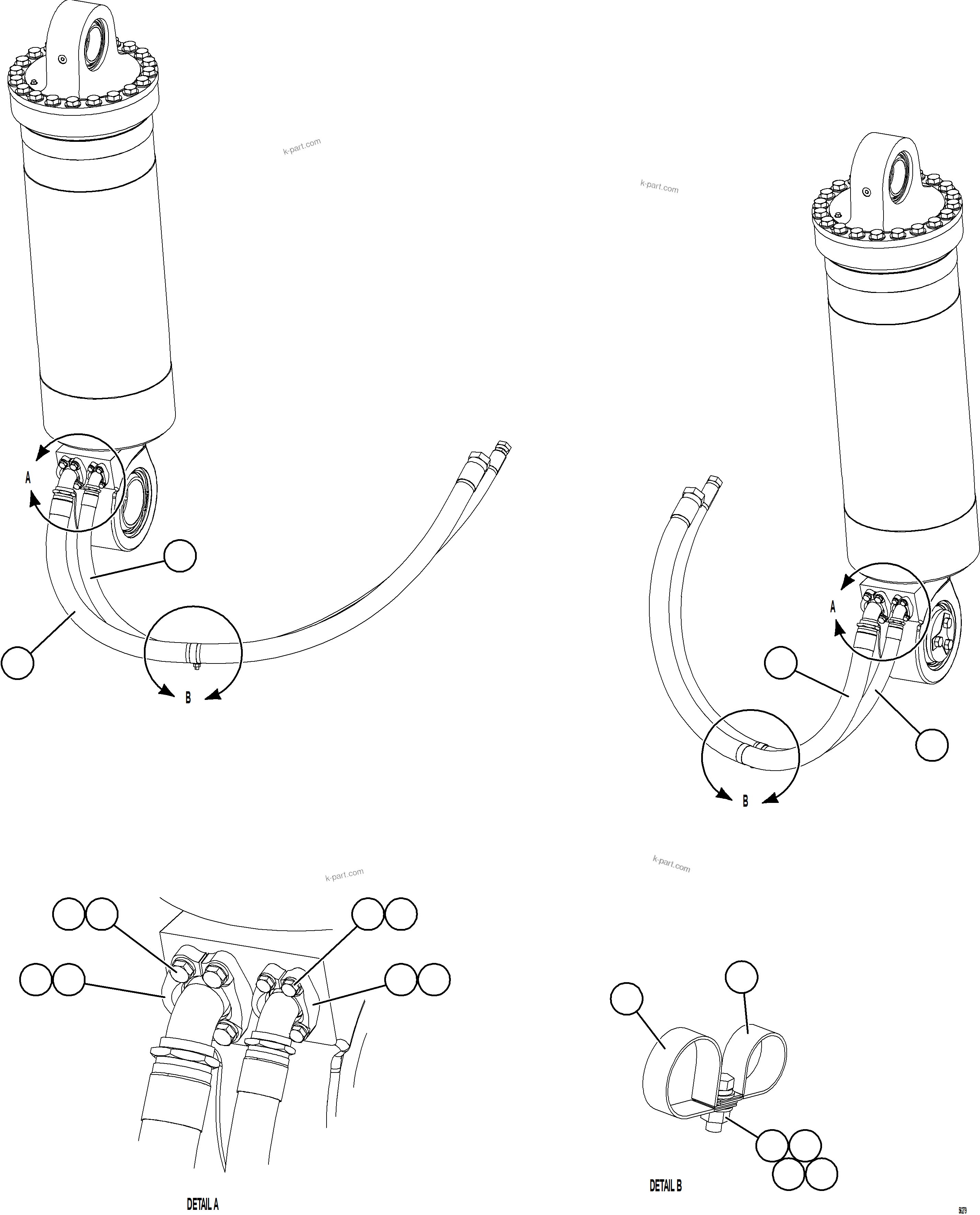 Komatsu parts book diagram for AFE69-P 730E-8 S/N A40063  BUENAVISTA: HOIST CYLINDER PIPING