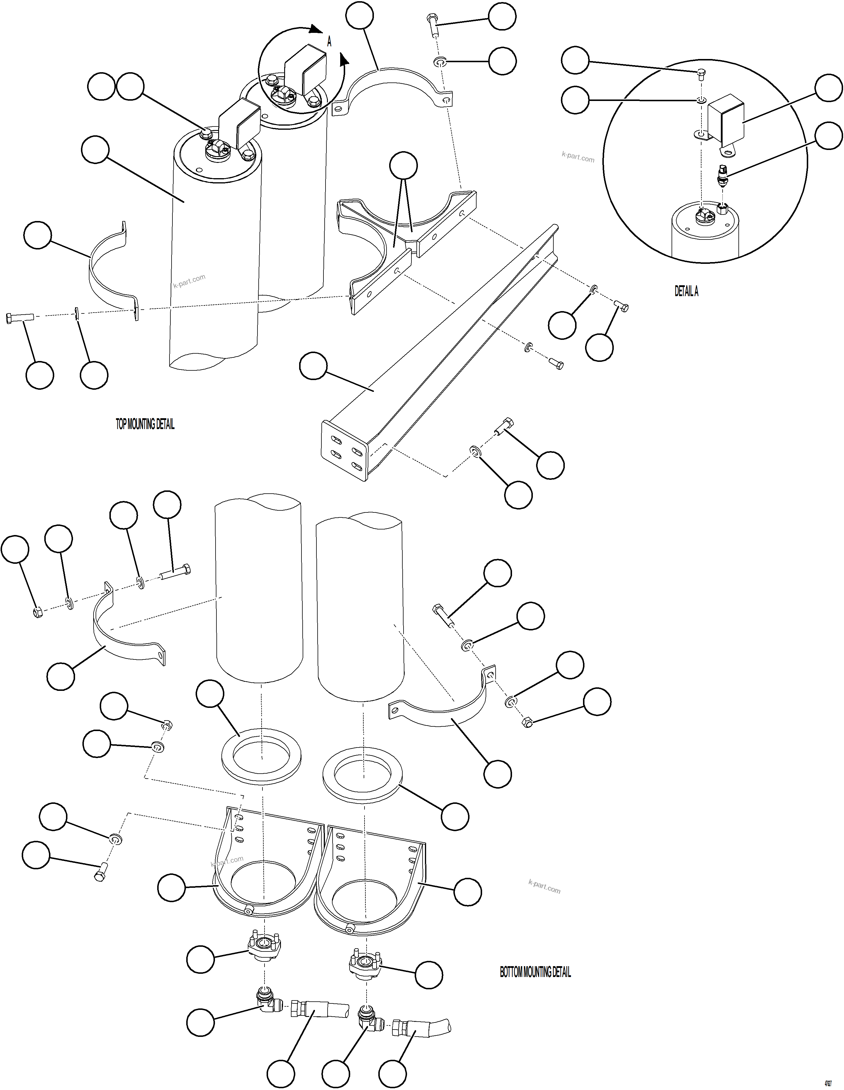 Komatsu parts book diagram for AFE69-P 730E-8 S/N A40063  BUENAVISTA: STEERING ACCUMULATOR INSTALLATION