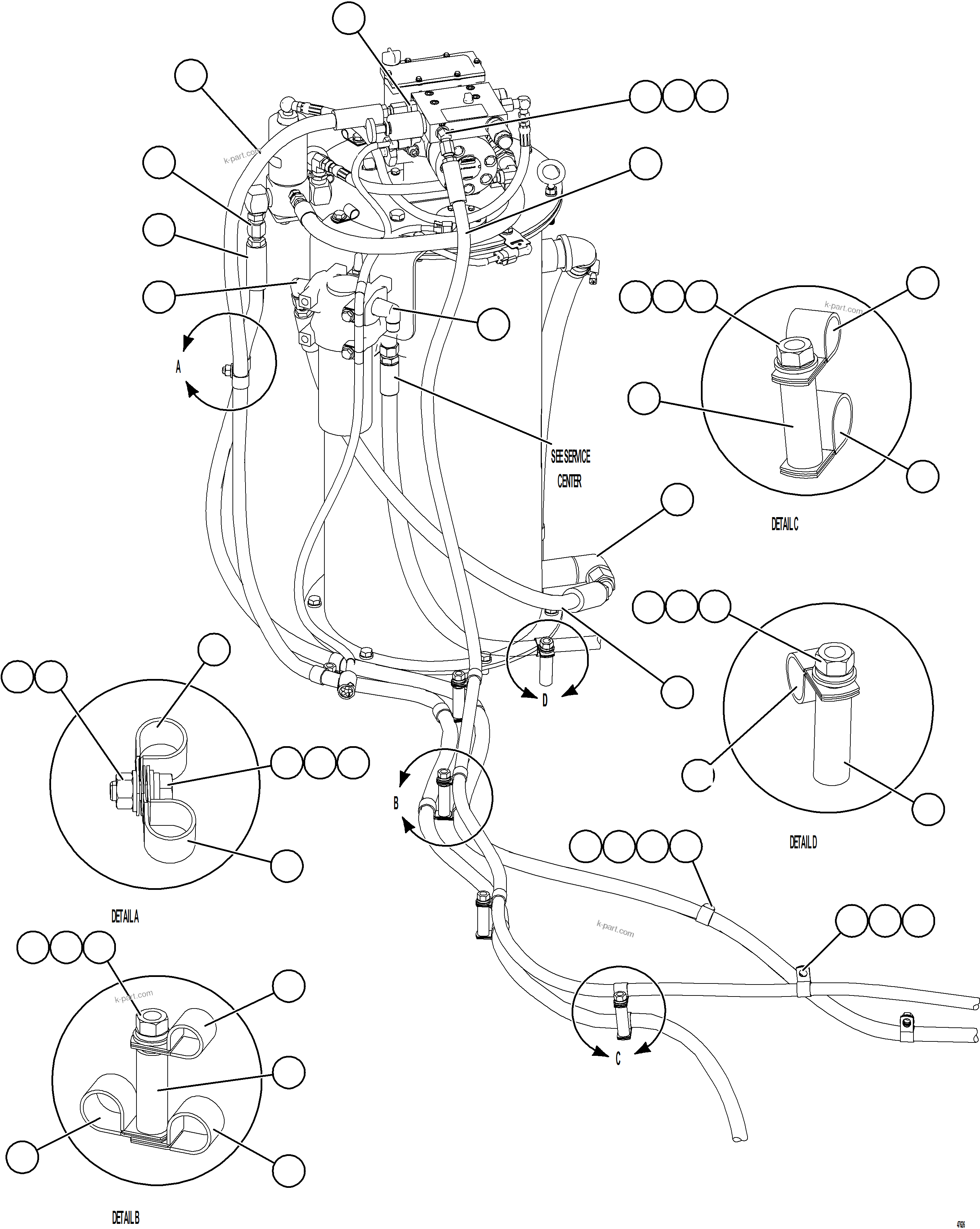 Komatsu parts book diagram for AFE69-P 730E-8 S/N A40063  BUENAVISTA: AUTOMATIC LUBRICATION - PUMP PIPING