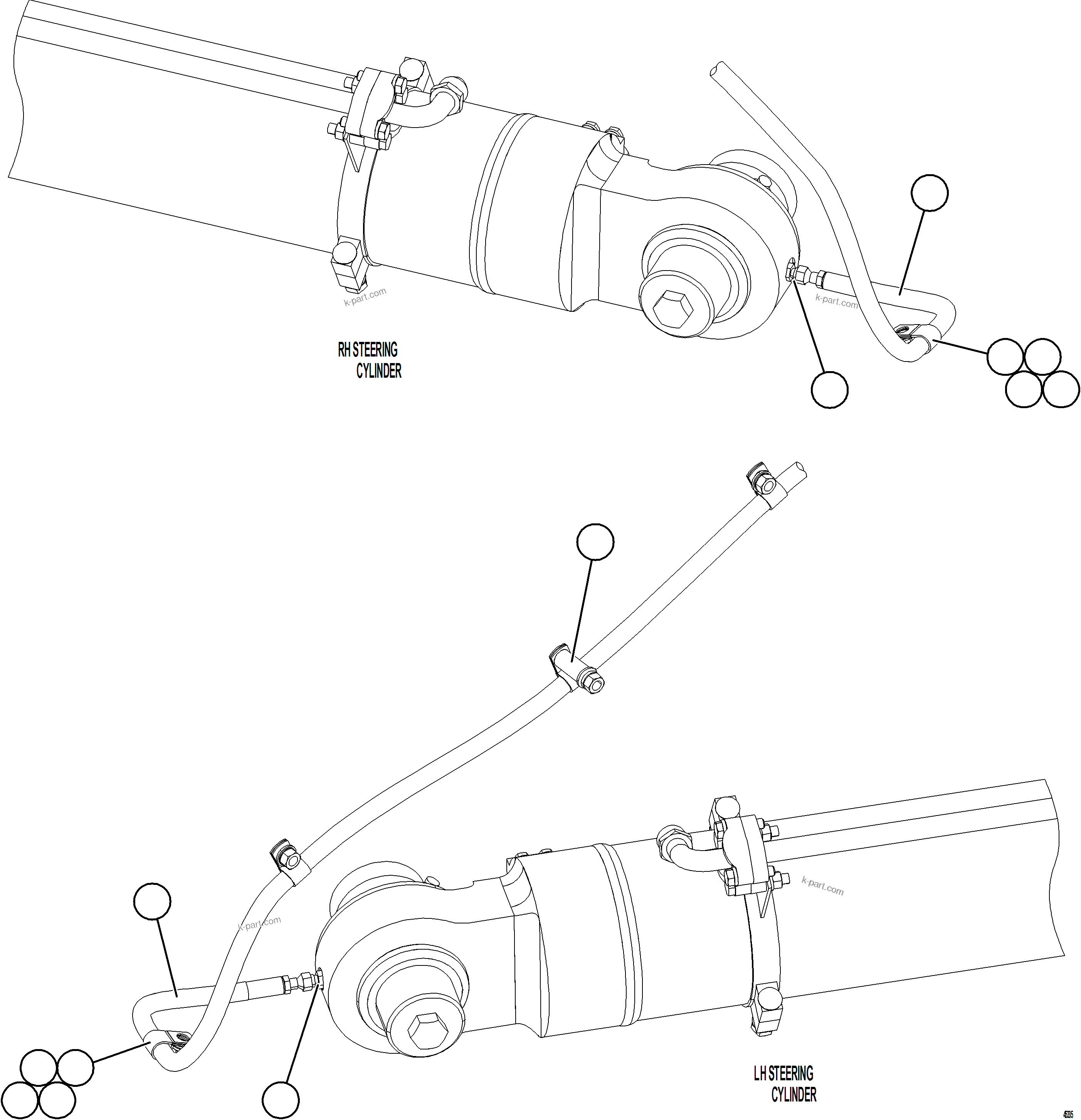 Komatsu parts book diagram for AFE69-P 730E-8 S/N A40063  BUENAVISTA: AUTOMATIC LUBRICATION - STEERING CYLINDERS