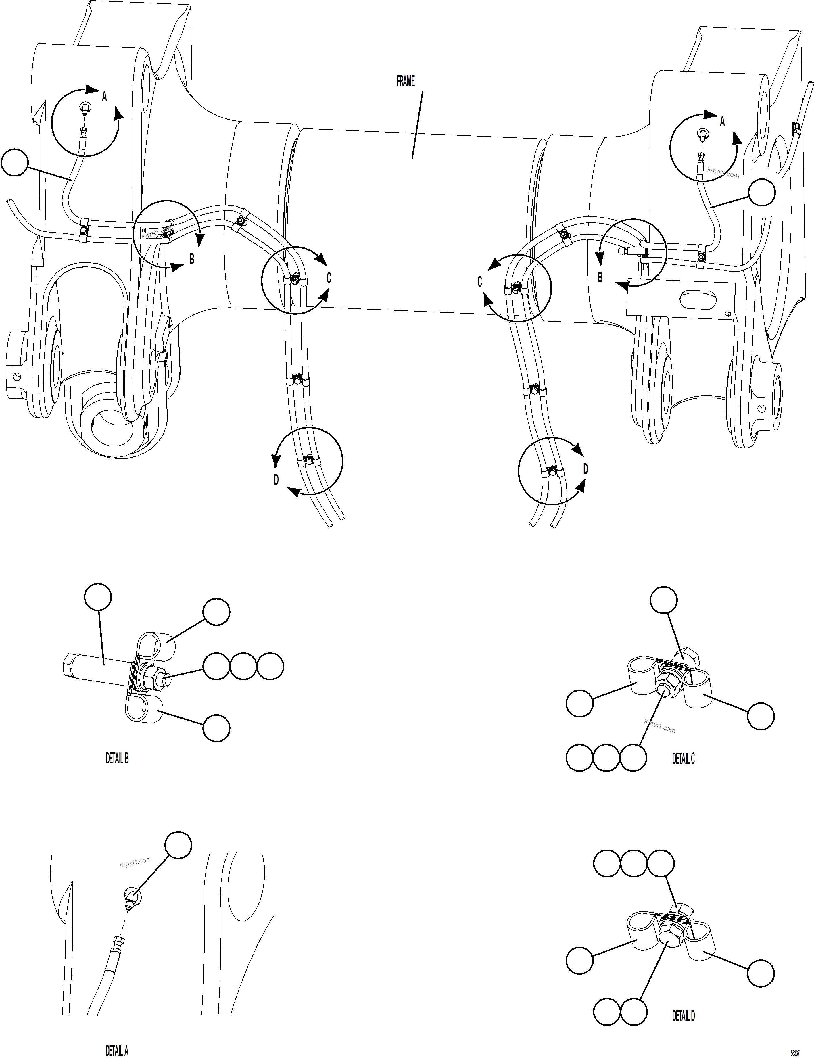 Komatsu parts book diagram for AFE69-P 730E-8 S/N A40063  BUENAVISTA: AUTOMATIC LUBRICATION - BODY PIVOT