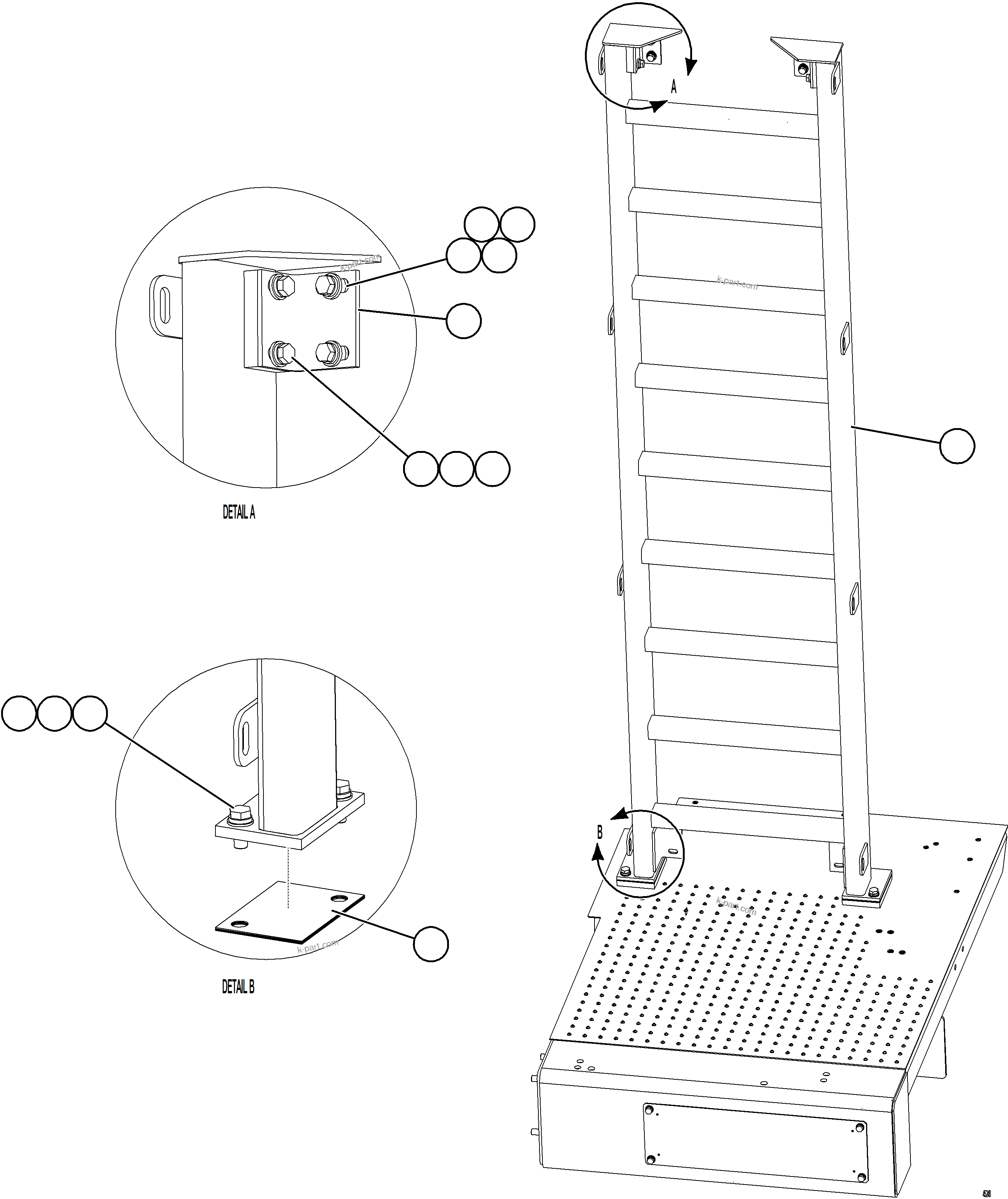 Komatsu parts book diagram for AFE69-Q 730E-8 S/N A40064, A40067  ASSMANG: LH LADDER INSTALLATION