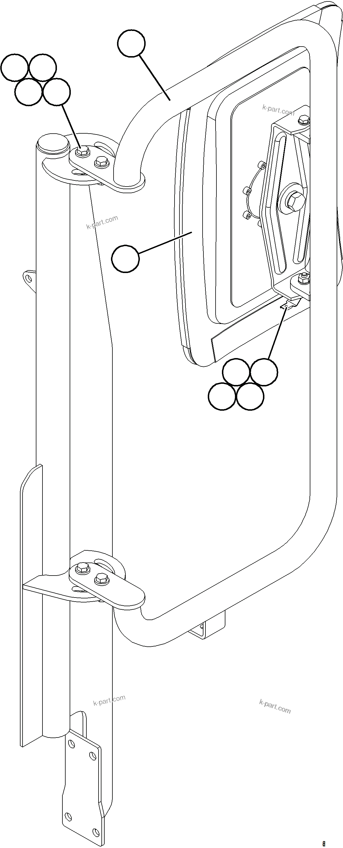Komatsu parts book diagram for AFE69-Q 730E-8 S/N A40064, A40067  ASSMANG: LH MIRROR INSTALLATION
