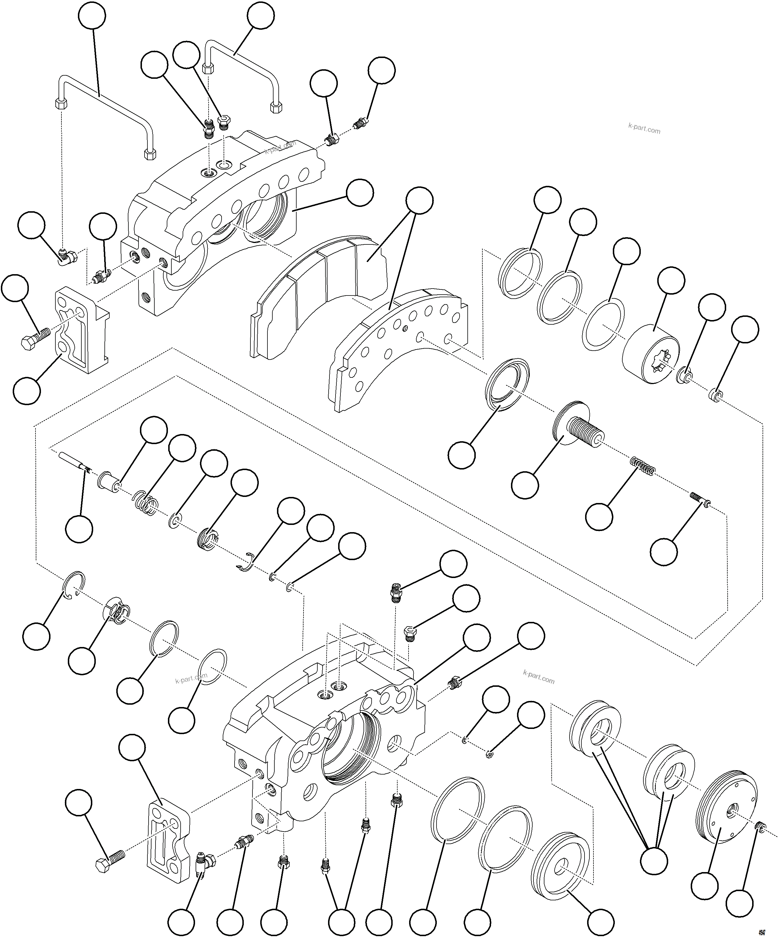Komatsu parts book diagram for AFE69-Q 730E-8 S/N A40064, A40067  ASSMANG: REAR DISC BRAKE ASSEMBLY    PC3085