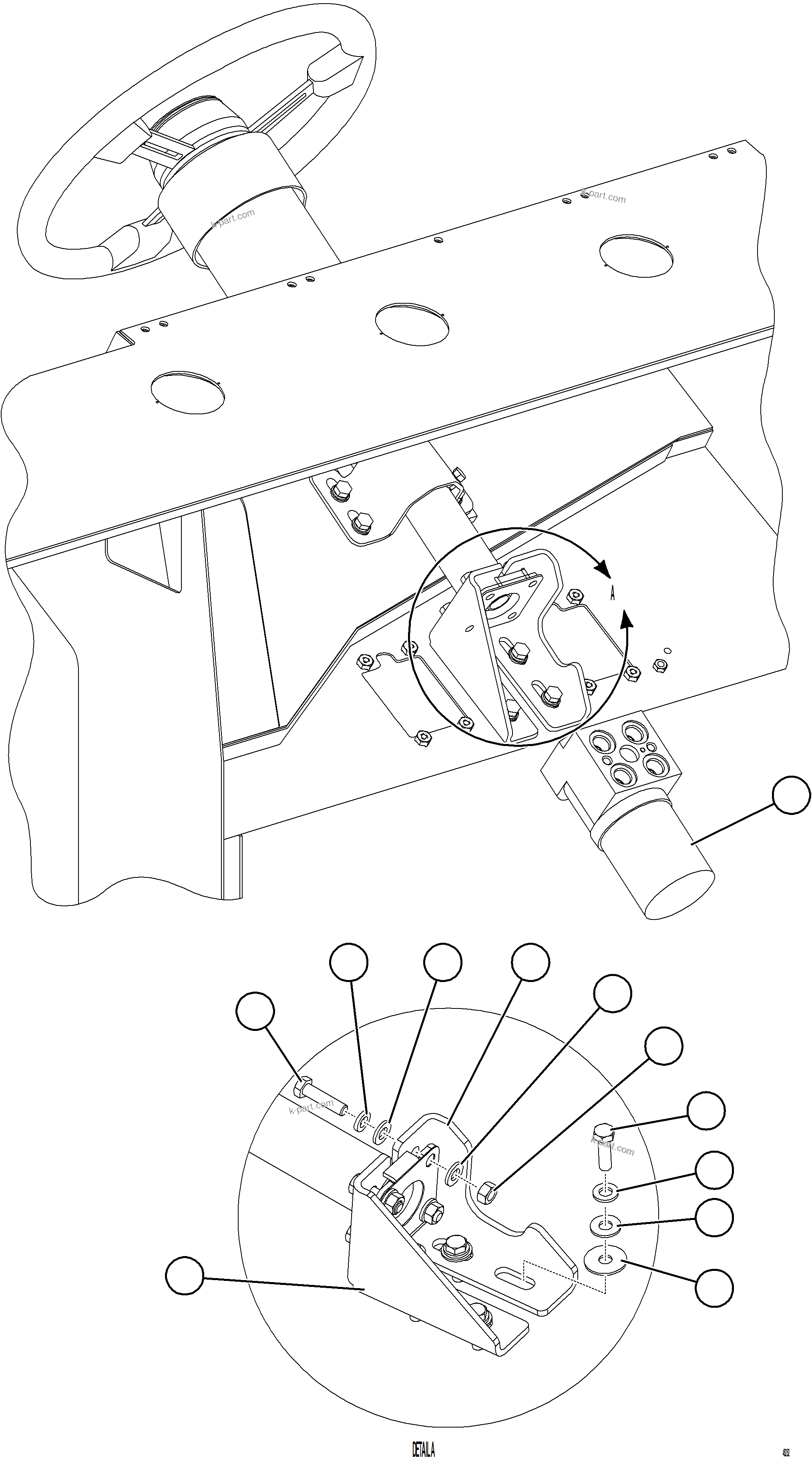 Komatsu parts book diagram for AFE69-Q 730E-8 S/N A40064, A40067  ASSMANG: STEERING CONTROL UNIT INSTALLATION