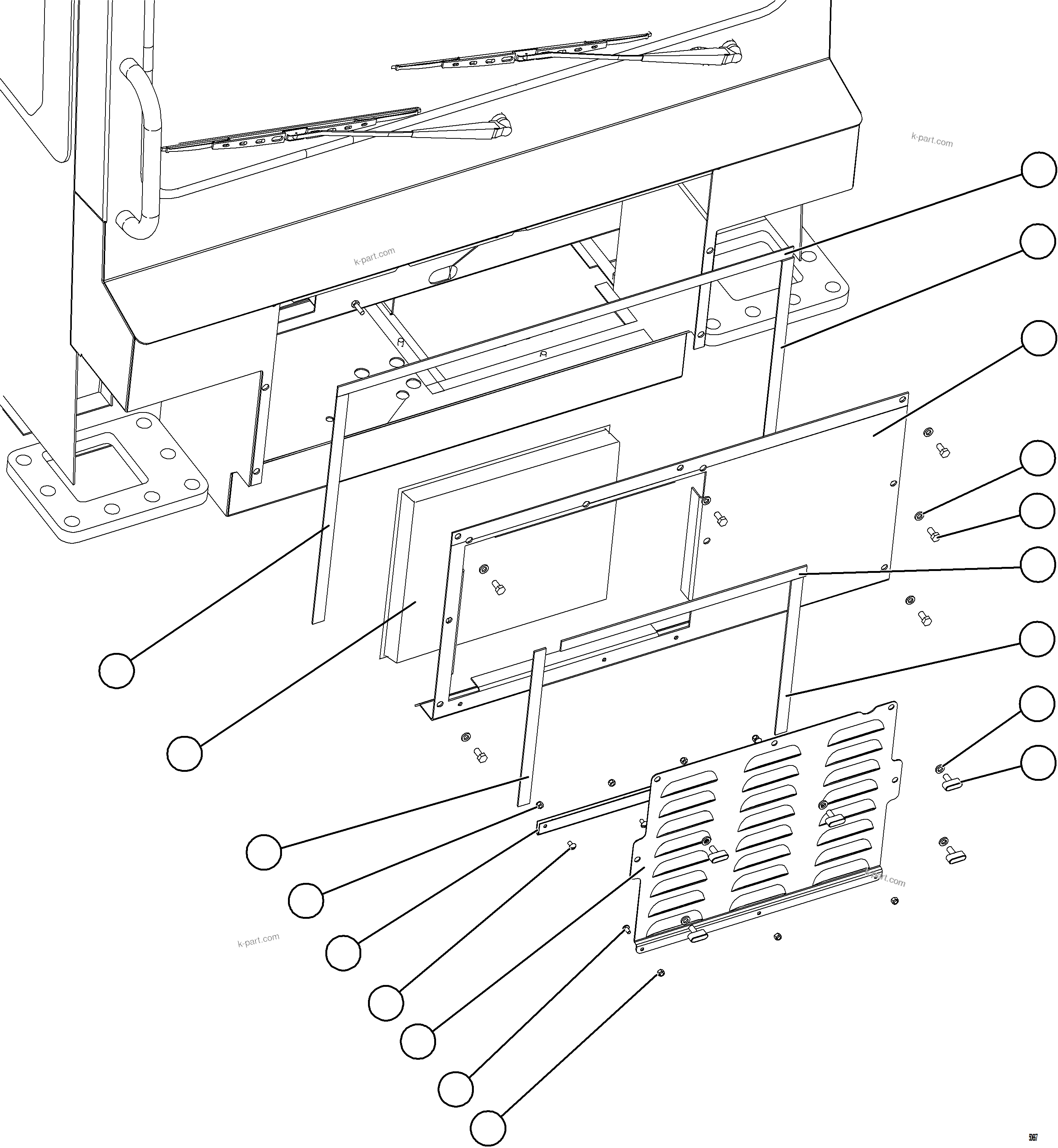 Komatsu parts book diagram for AFE69-Q 730E-8 S/N A40064, A40067  ASSMANG: FRONT ACCESS COVER