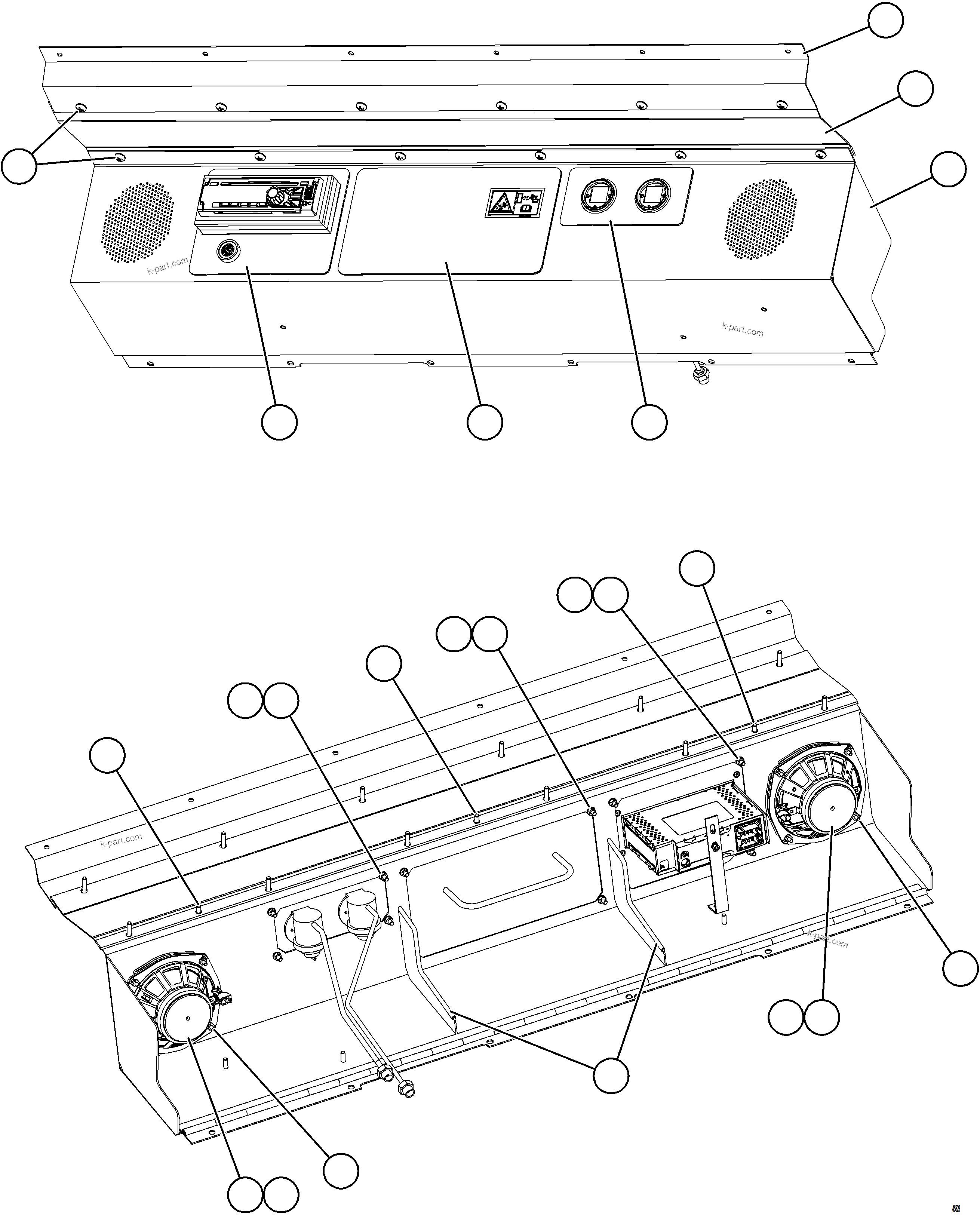 Komatsu parts book diagram for AFE69-Q 730E-8 S/N A40064, A40067  ASSMANG: OVERHEAD DASH MODULE